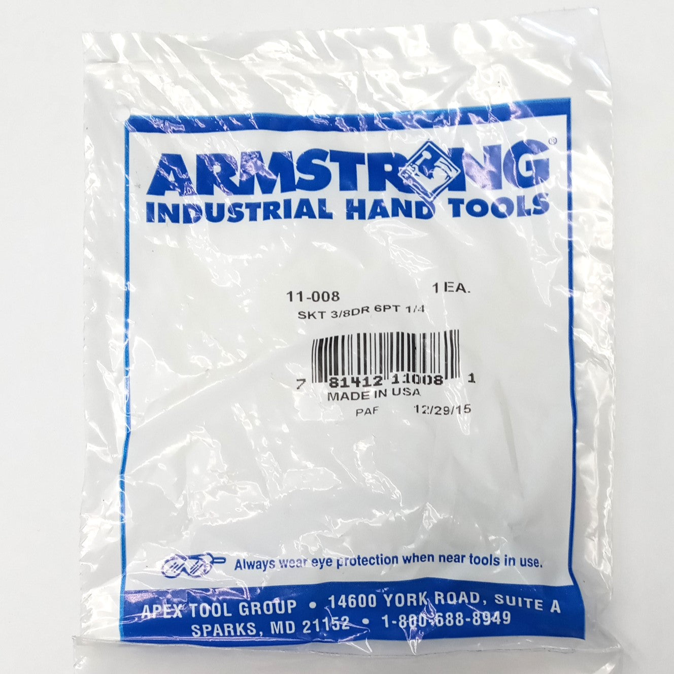 Armstrong 11-008 1/4" Socket 3/8" Drive 6pt USA