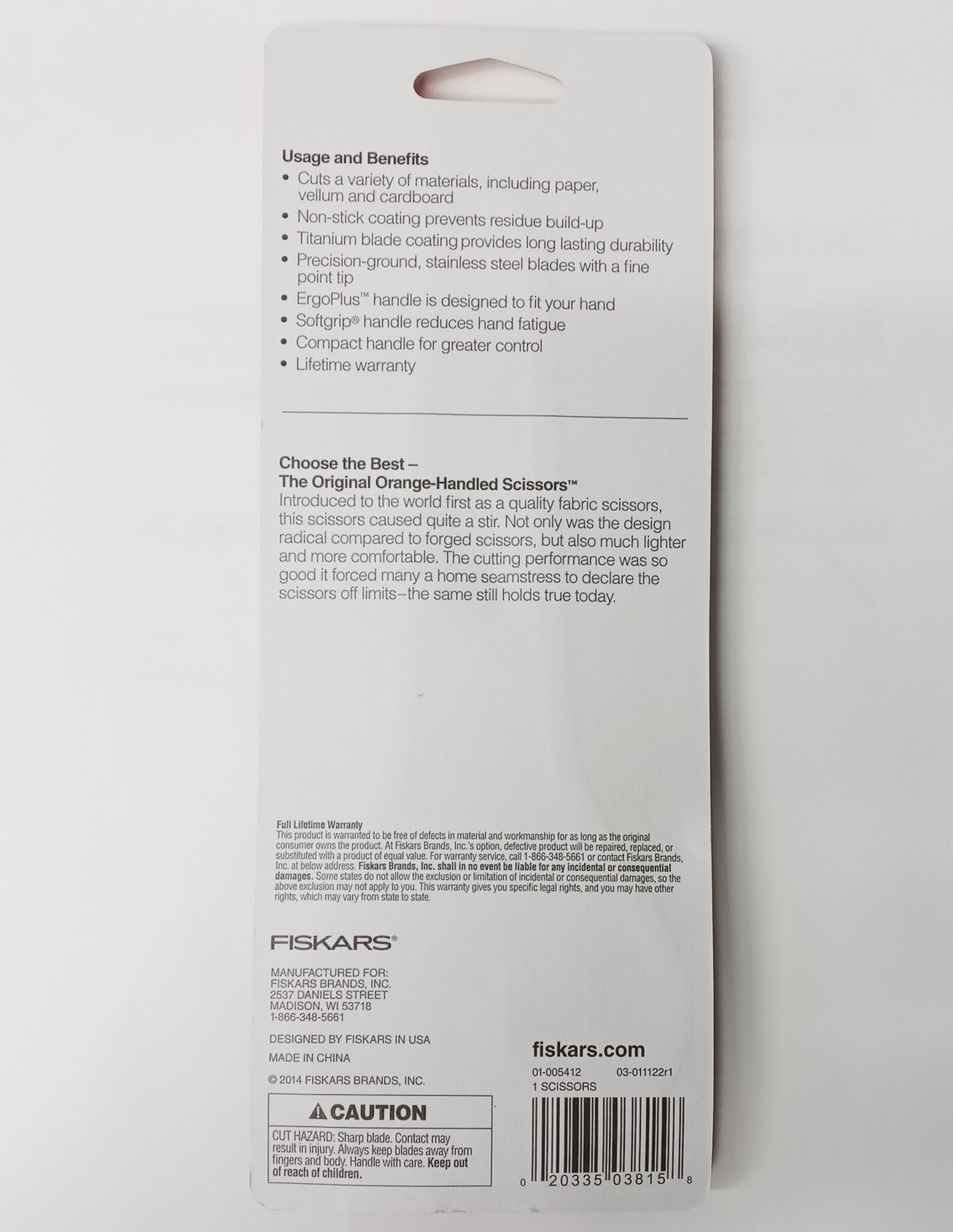 Fiskars 01-005412 Performance Titanium 7" Soft Grip Non Stick Scissors