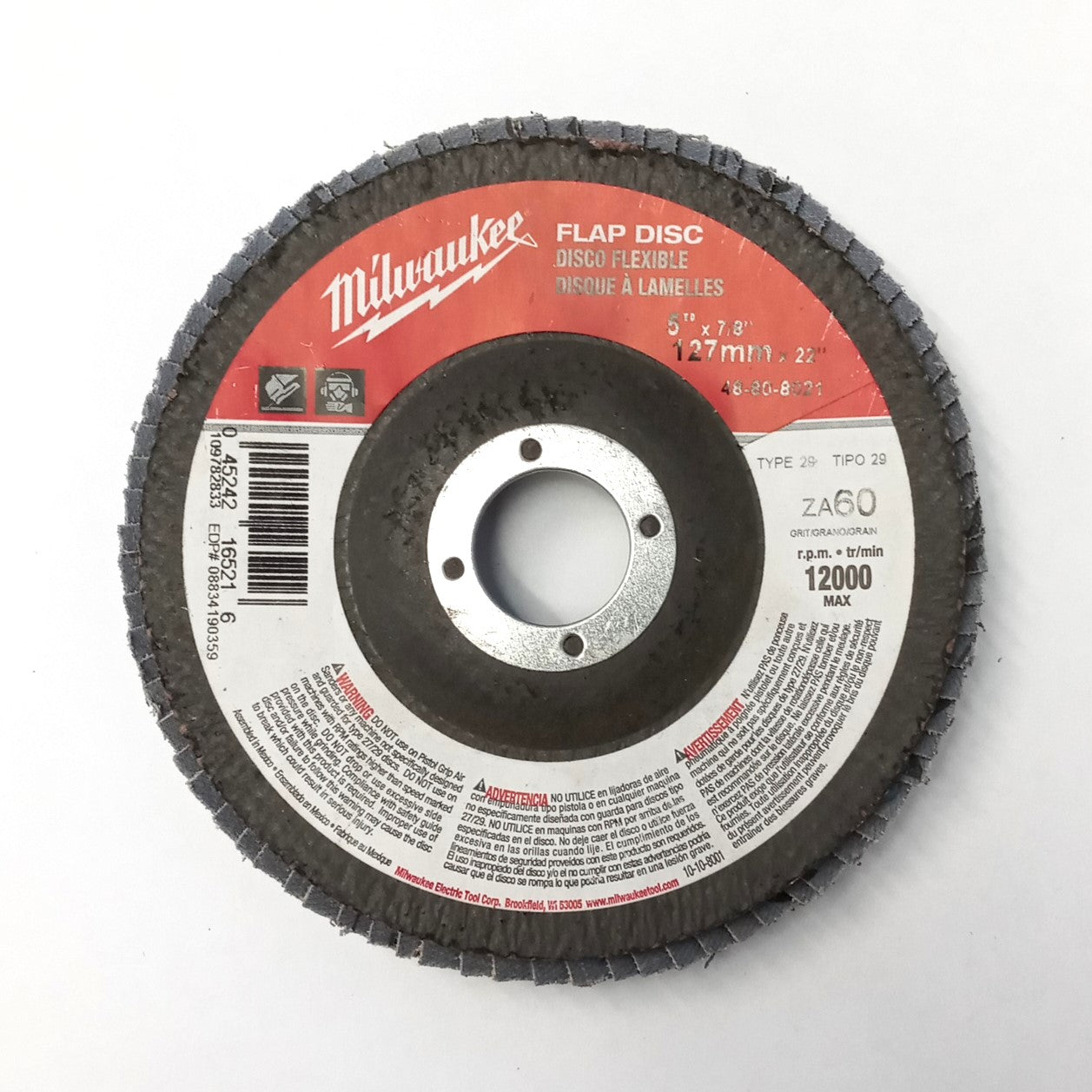 Milwaukee 48-80-8021 Flap Disc 5" x 7/8" ZA60
