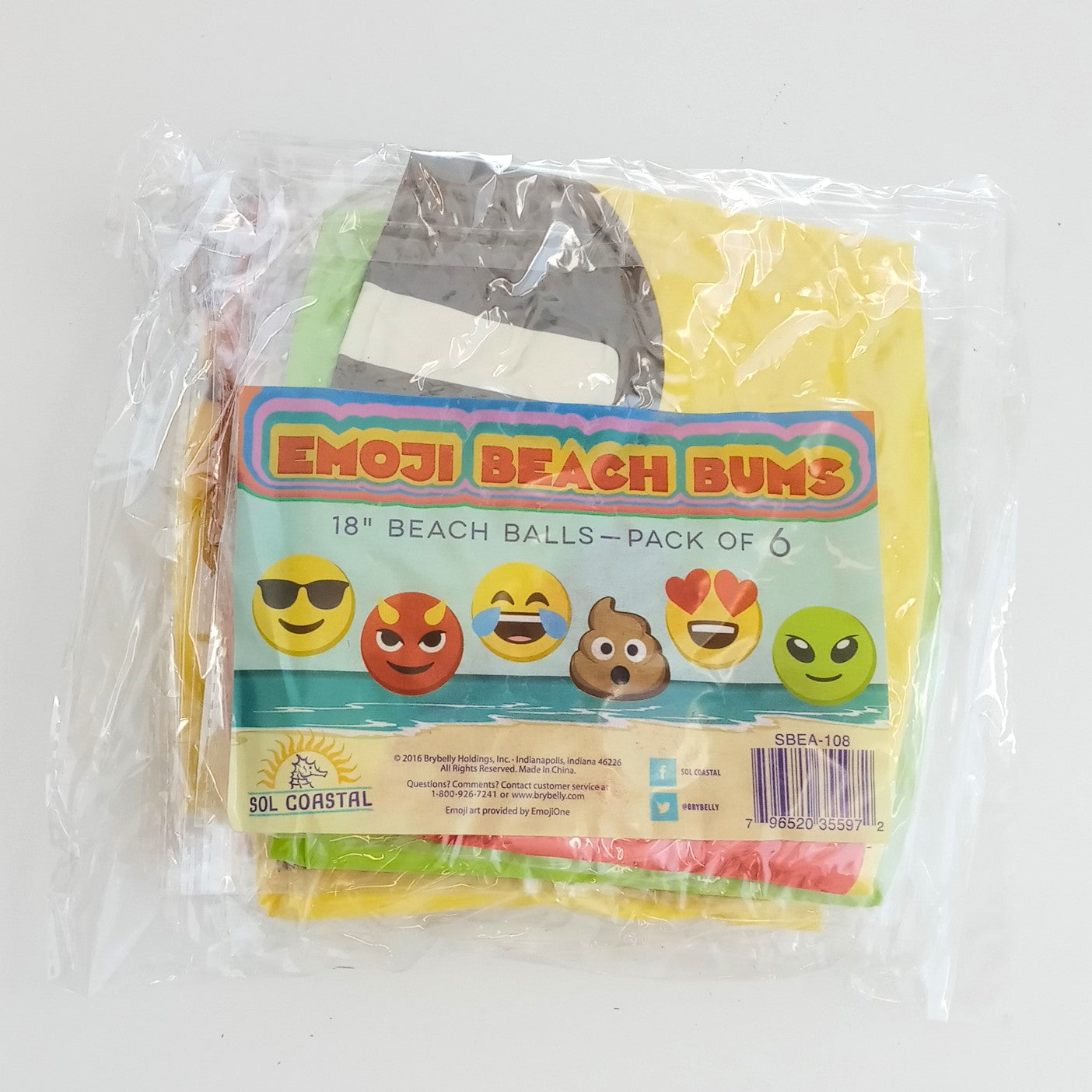 Sol Coastal SBEA-108 18 in. Emoji Beach Bums, Beach Balls Pack of 6