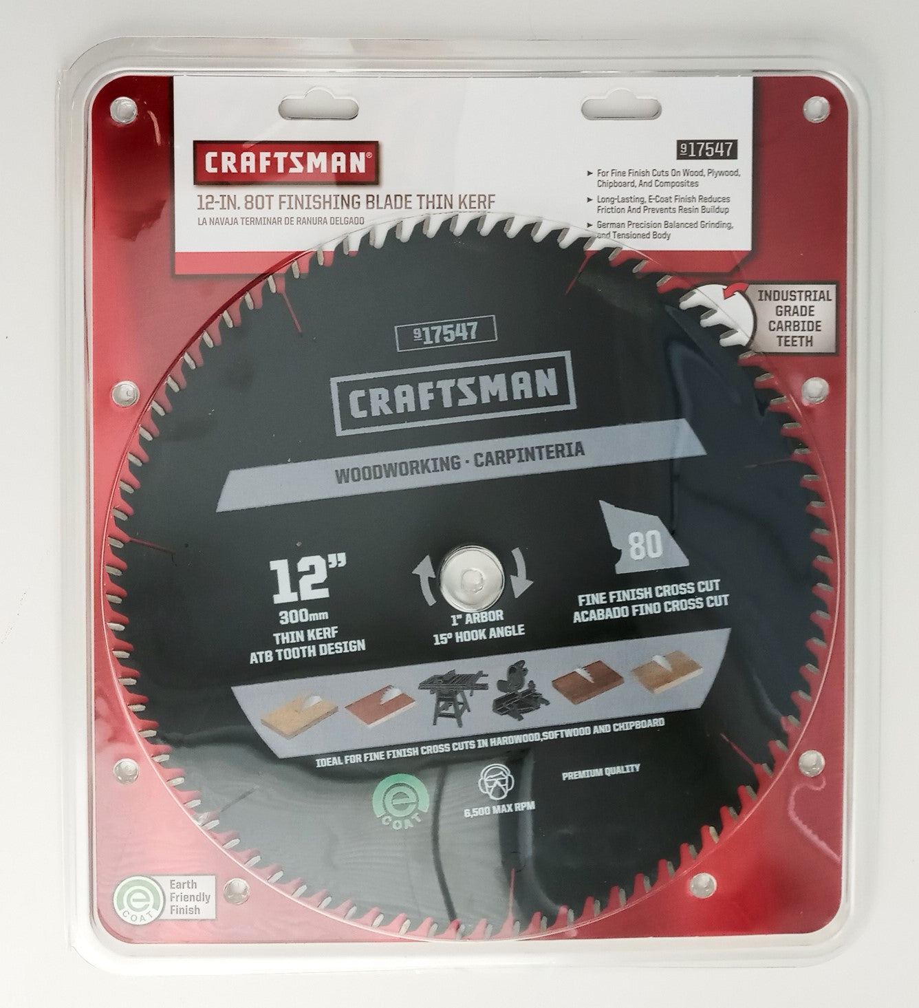 Craftsman 17547 12" x 80 Tooth Finishing Saw Blade Thin Kerf
