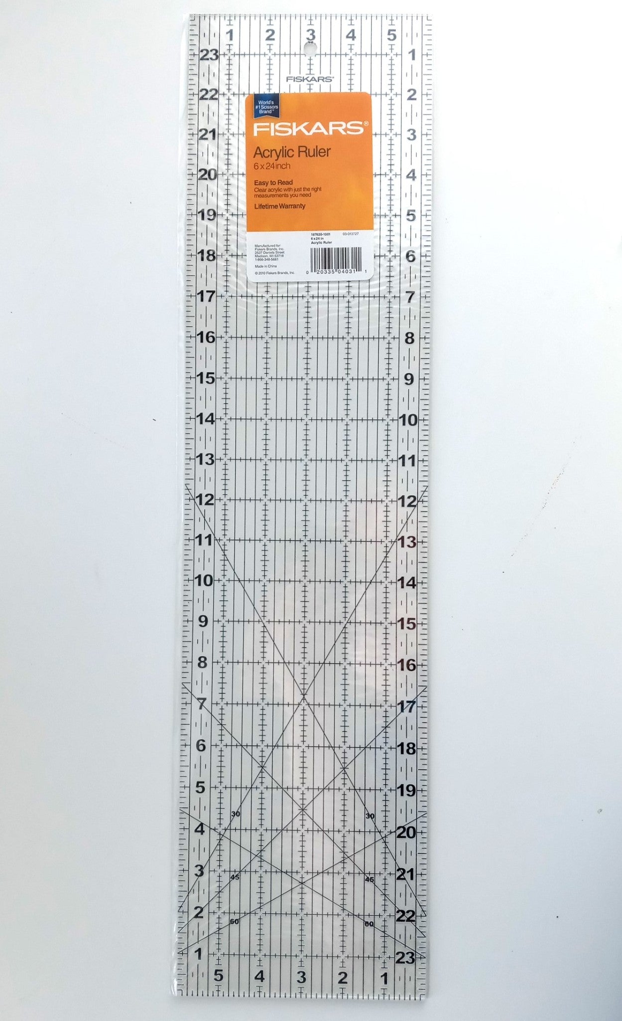 FISKARS 187620-1001 6" x 24" Quilting Sewing Crafts Acrylic Ruler 3PCS