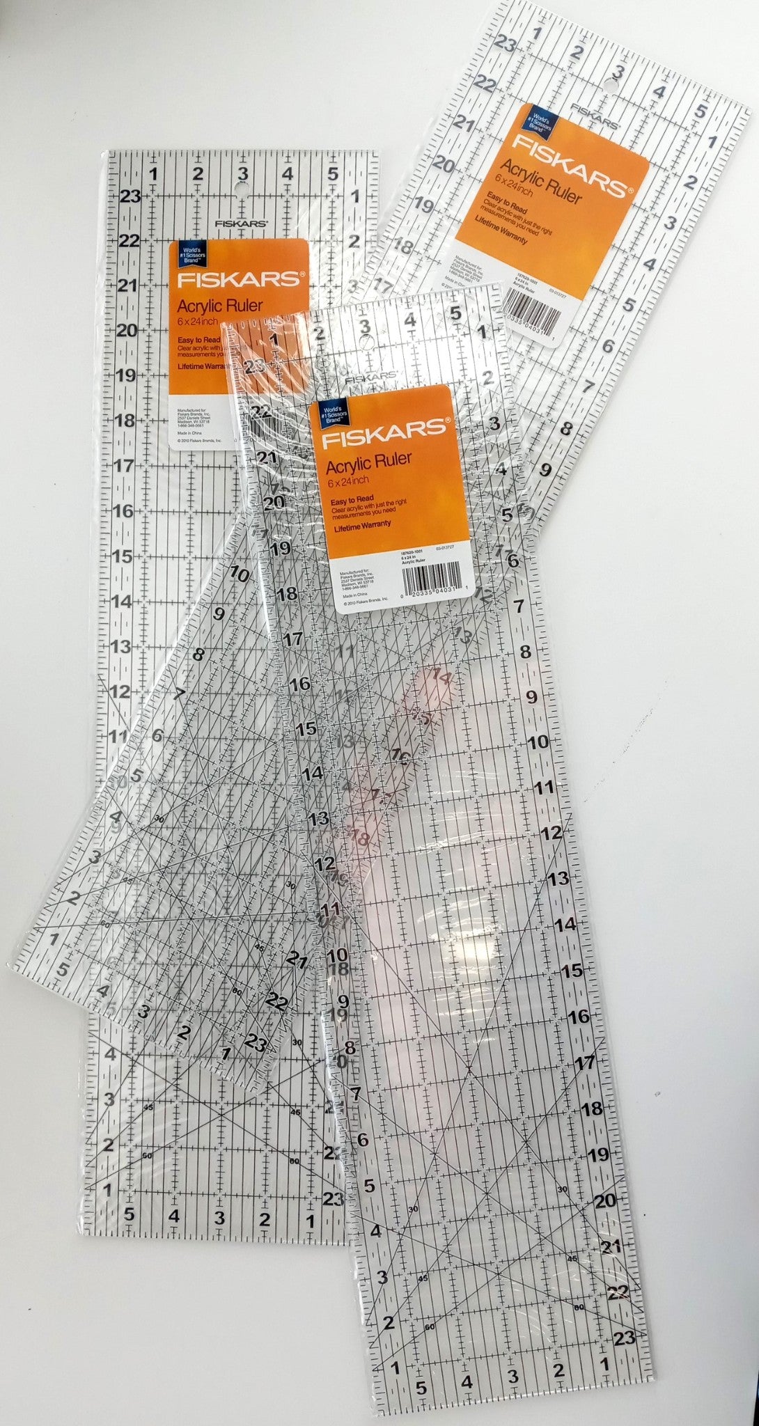 FISKARS 187620-1001 6" x 24" Quilting Sewing Crafts Acrylic Ruler 3PCS