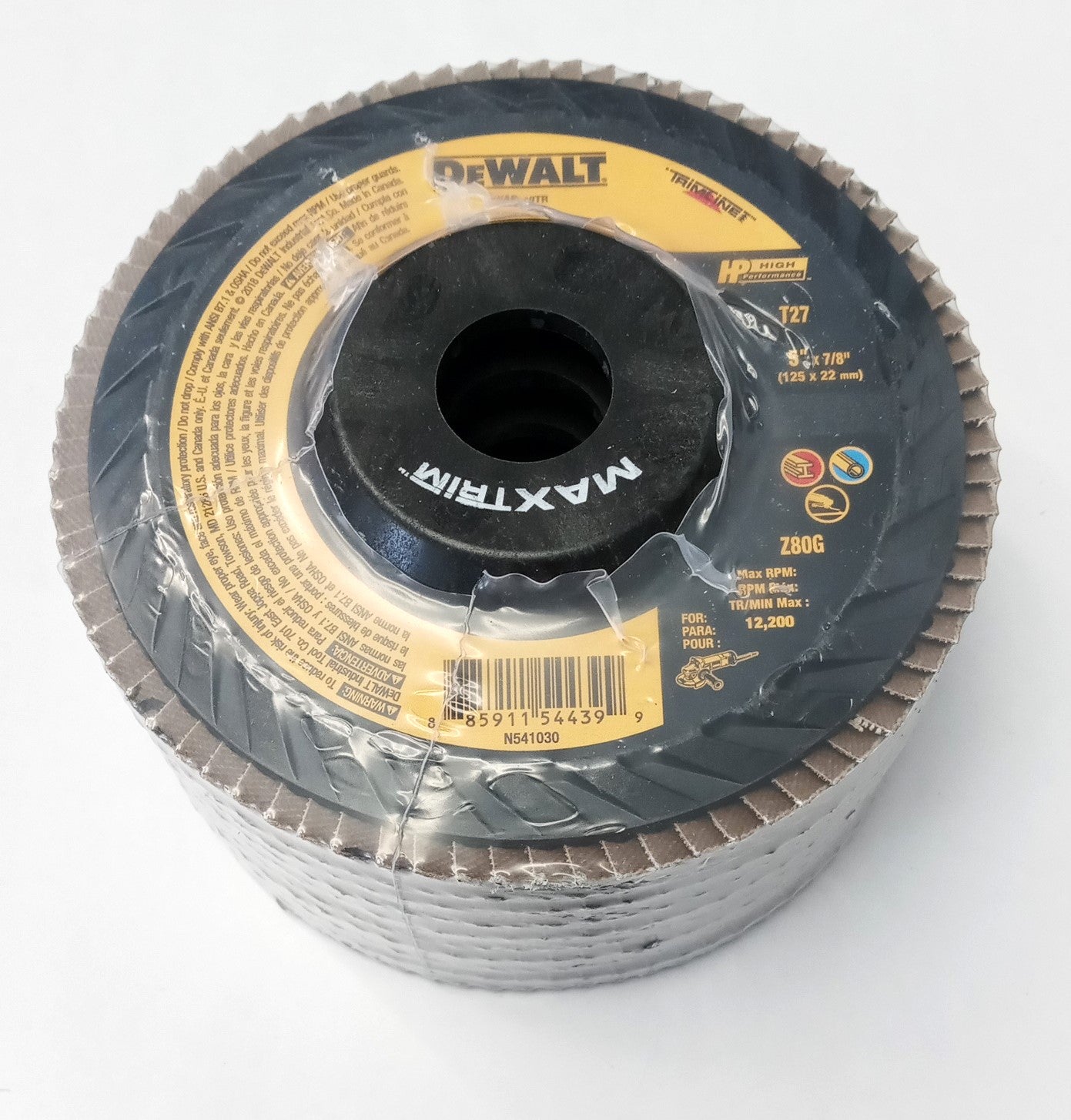 Dewalt DWA8368TR Flap Disc 5" x 7/8" Hole 80 Grit, Zirconia Alumina Type 27 5pcs