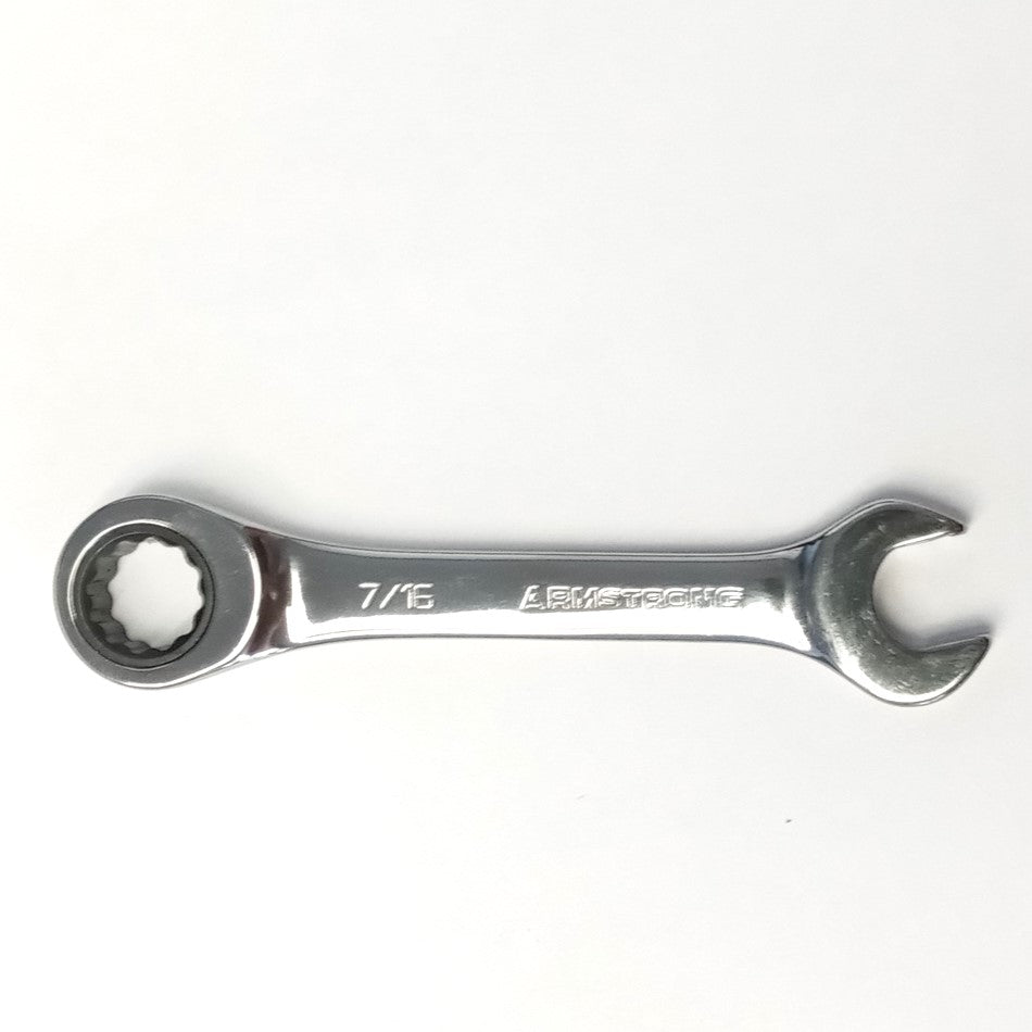 Armstrong 27-111 7/16" 12 Point Full Polish Stubby Ratcheting Wrench USA