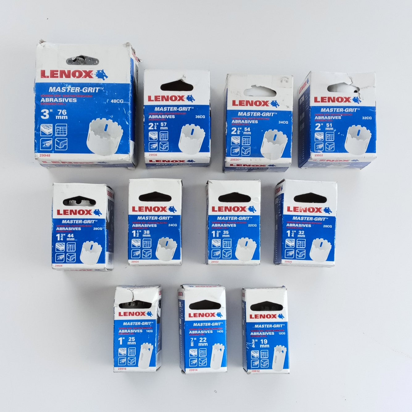 Lenox Master-Grit 48CG Carbide Grit Abrasive Hole Saw 11pc Set 3"-3/4"