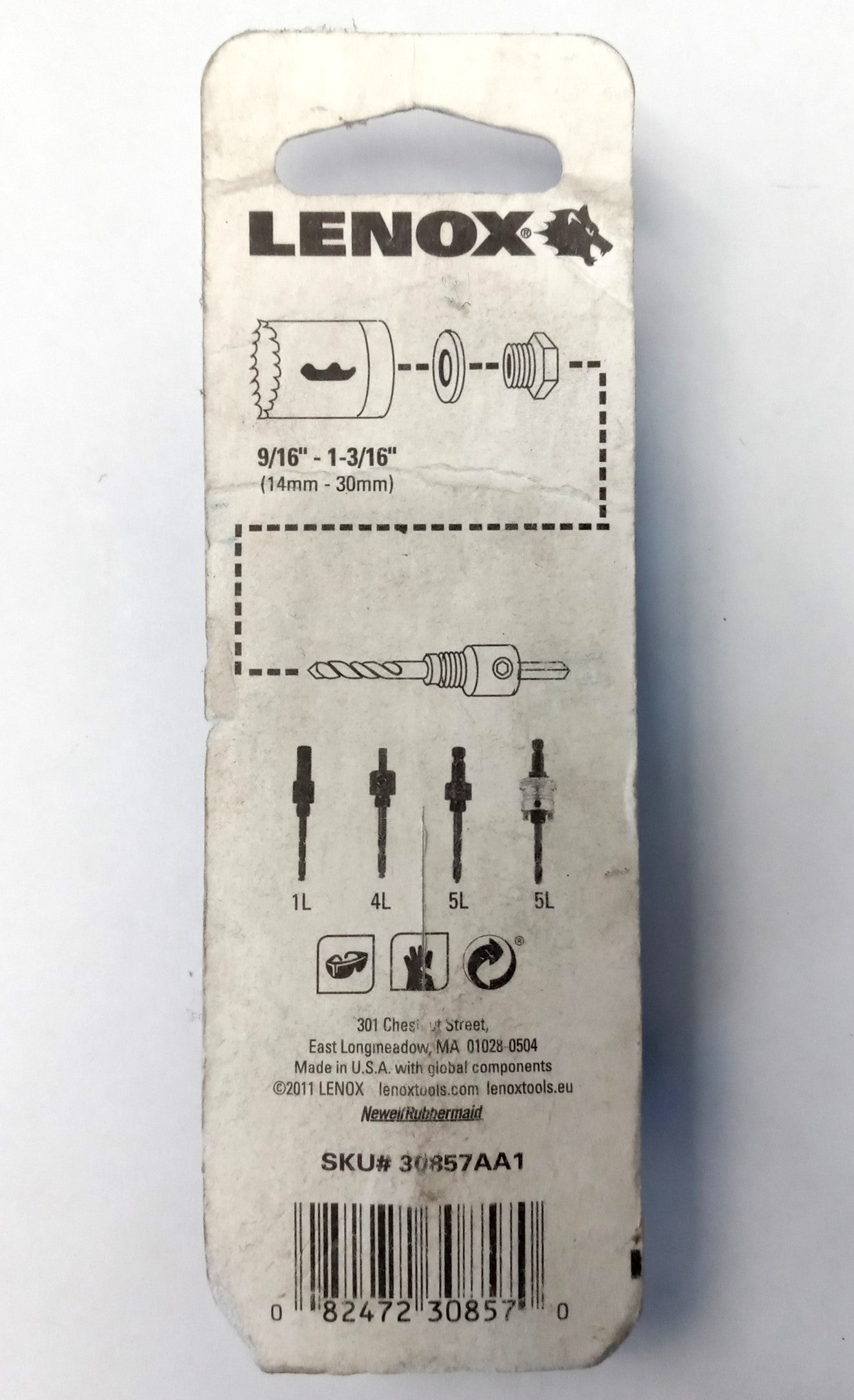 Lenox 30857AA1 Arbor Adapter 9/16" to 1-3/16", 1L, 4L or 5L