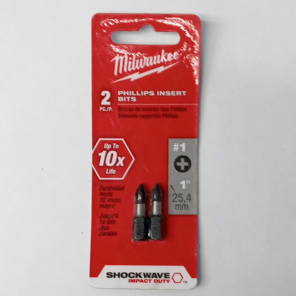 Milwaukee 48-32-4411 Shockwave 2pc #1 x 1" Phillips Insert Bits