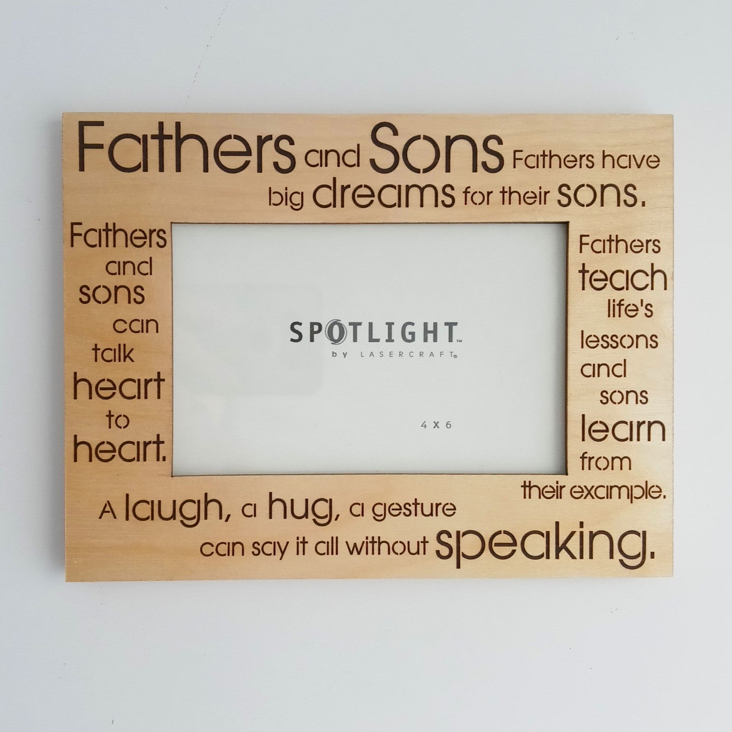 Lasercraft 40676 Father & Sons Phrases, Wood Natural, Picture Frame 4" x 6"