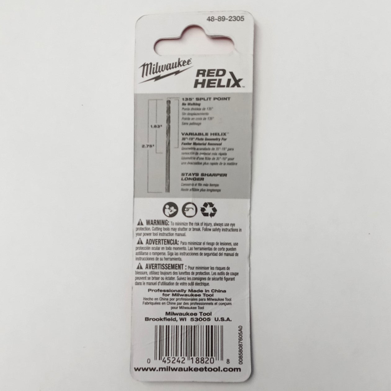 Milwaukee 48-89-2305 Cobalt Drill Bit 1/8" for Hard Metal #HW