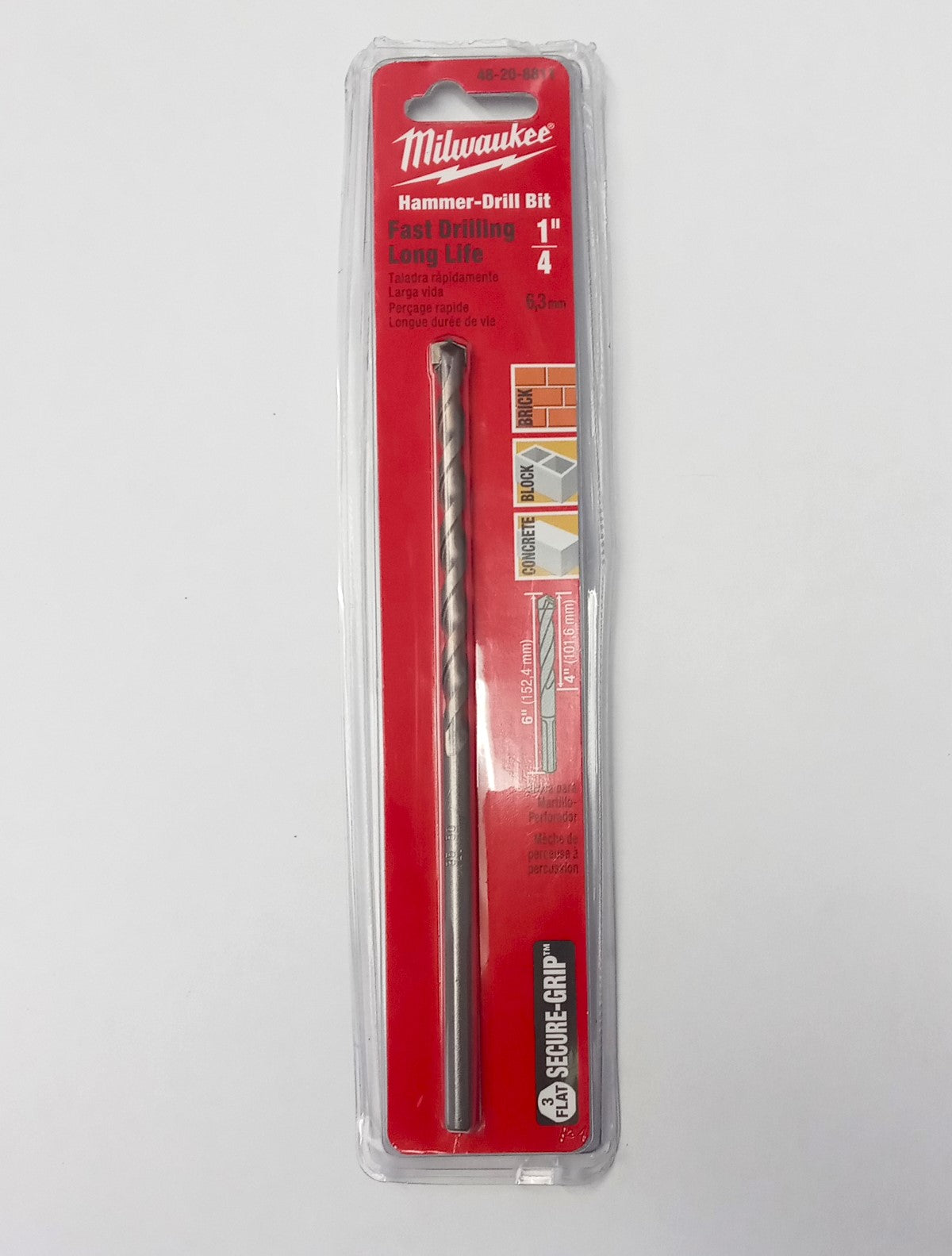 Milwaukee 48-20-8811 Hammer-Drill Bit 1/4" x 6" #HW