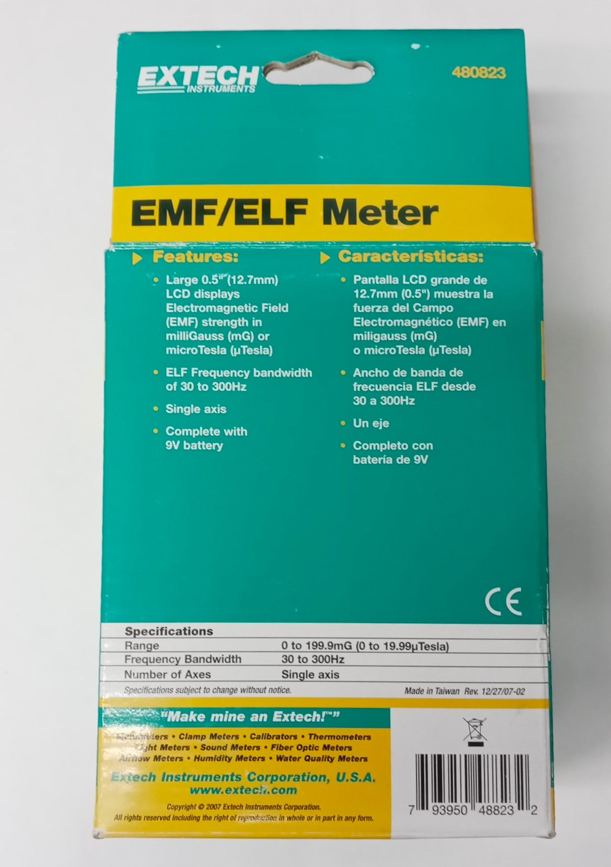 Extech 480823 Extremely Low Frequency Electromagnetic Field Meter EMF ELF