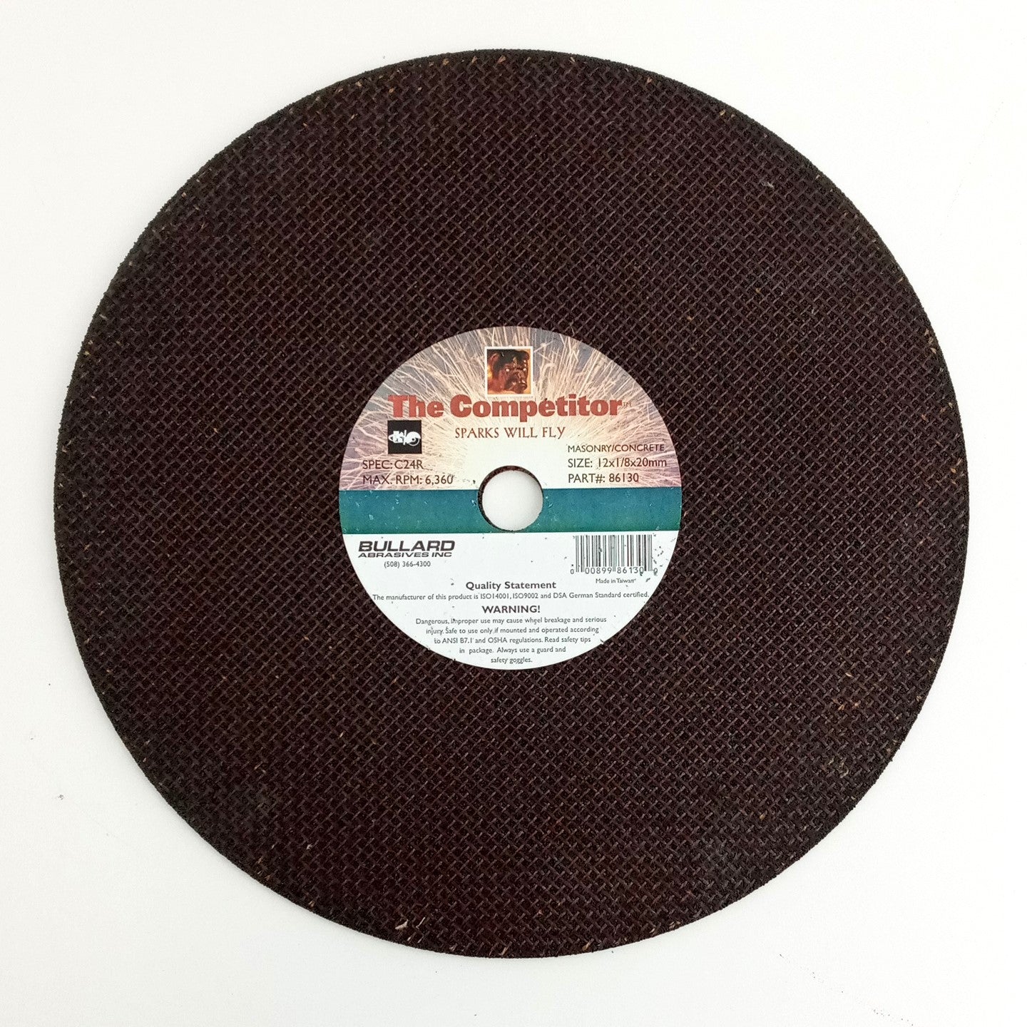 Bullard Abrasive 86130-1pc Masonry Concrete Cutting Wheel 12" x 1/8" x 20mm