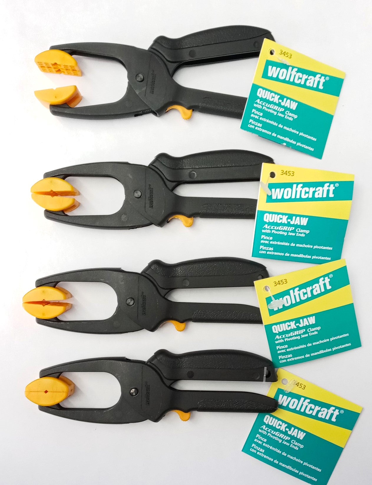 Wolfcraft 3453 Mini Quick-Jaw Accugrip Clamps Pivoting Jaw Ends 4pc