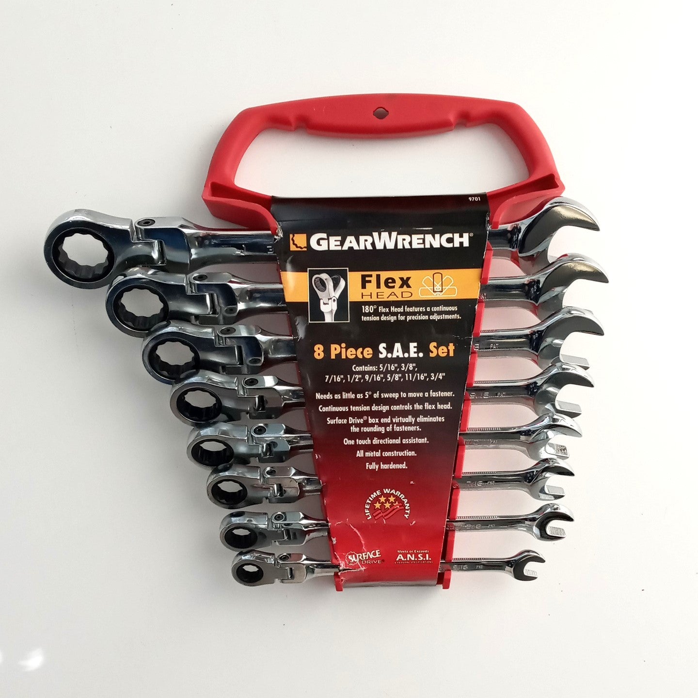 Gearwrench 9701 SAE 8 Piece Flex Head Ratcheting Wrench Set