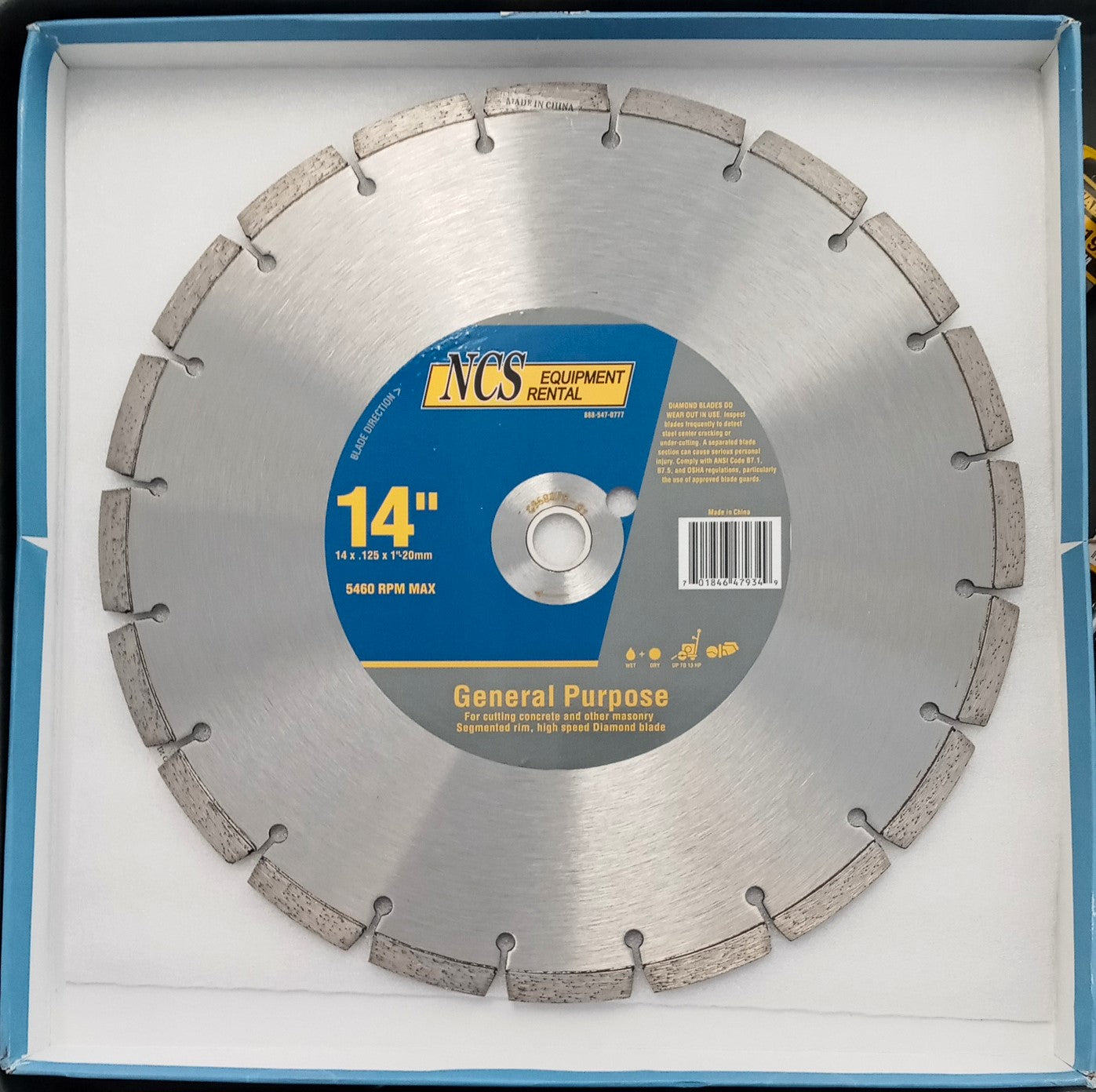NCS 70184647934 14" Diamond Saw Blade General Purpose