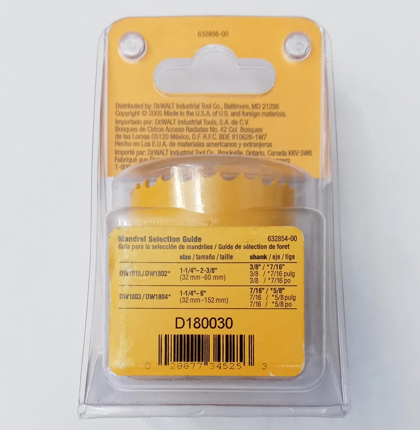 DeWalt D180030 1-7/8" (48mm) Bi-Metal Hole saw USA