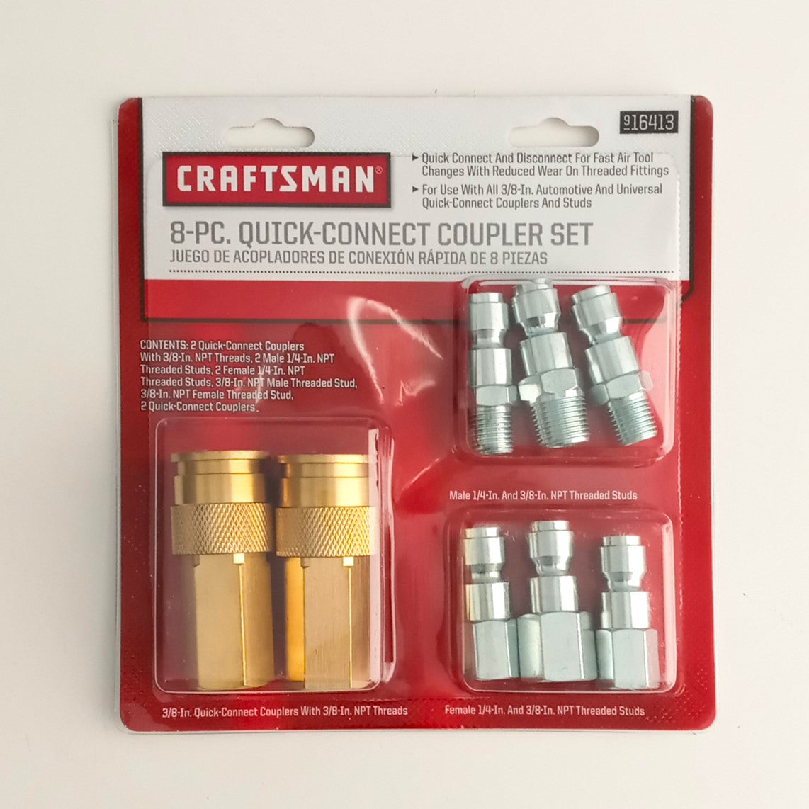 Craftsman 16413 AC7060 8 pc 3/8 Quick Connect Coupler Air Fitting Kit
