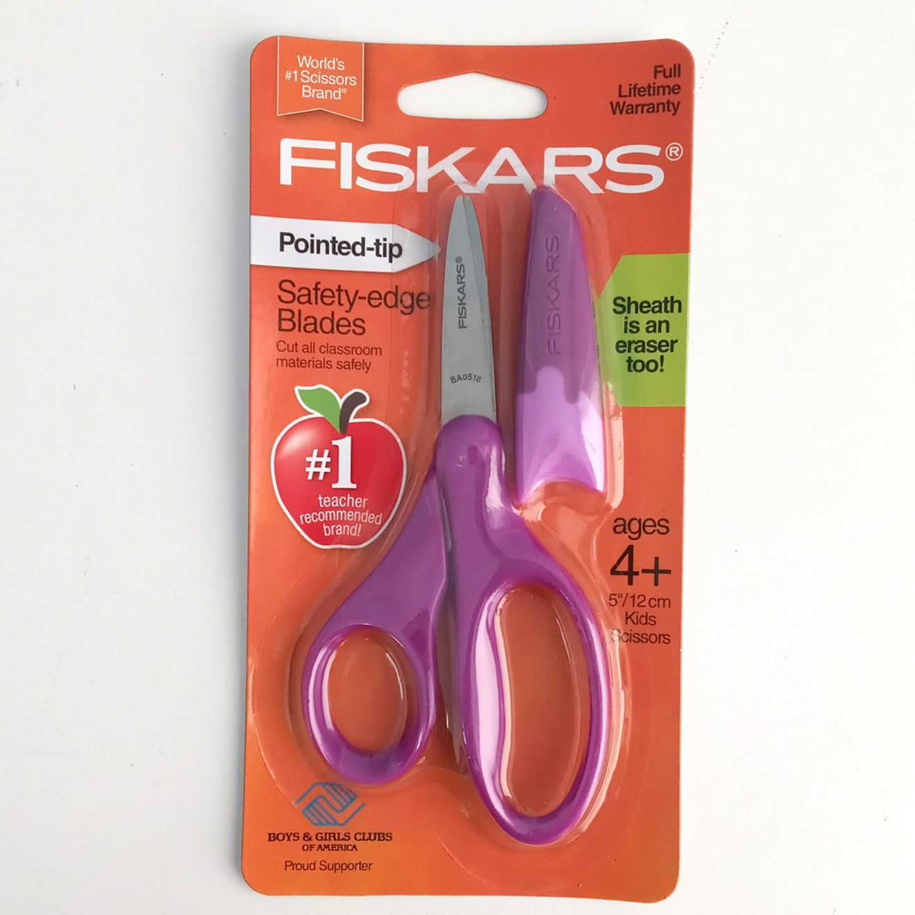 Fiskars 194300 5" Kids Scissors w/ Safety Edge & Sheath (RANDOM COLORS) 1pc