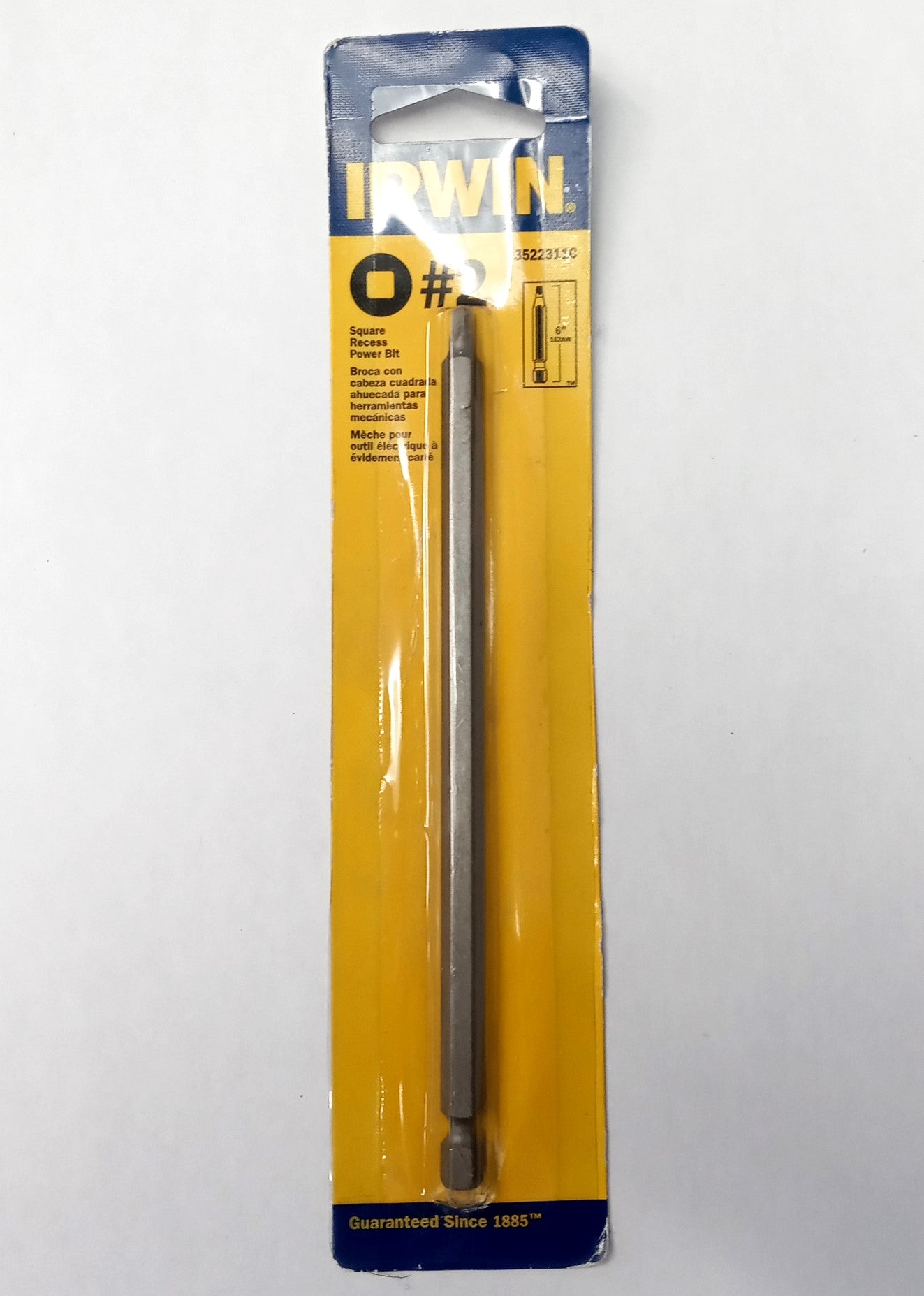 Irwin #2 Square Recess Power Bit 6" Long 3522311C
