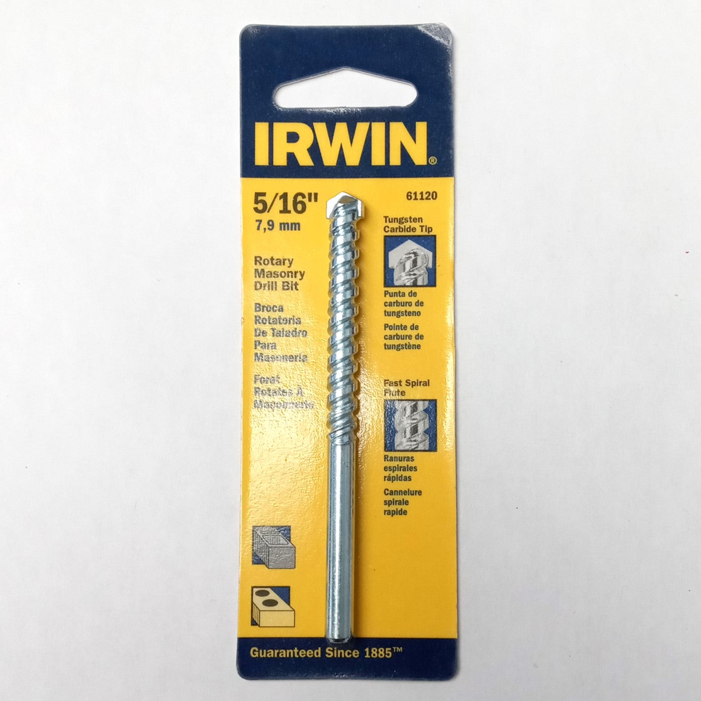 Irwin 5/16" Rotary Masonry Drill Bit, Tungsten Carbide Tip 61120