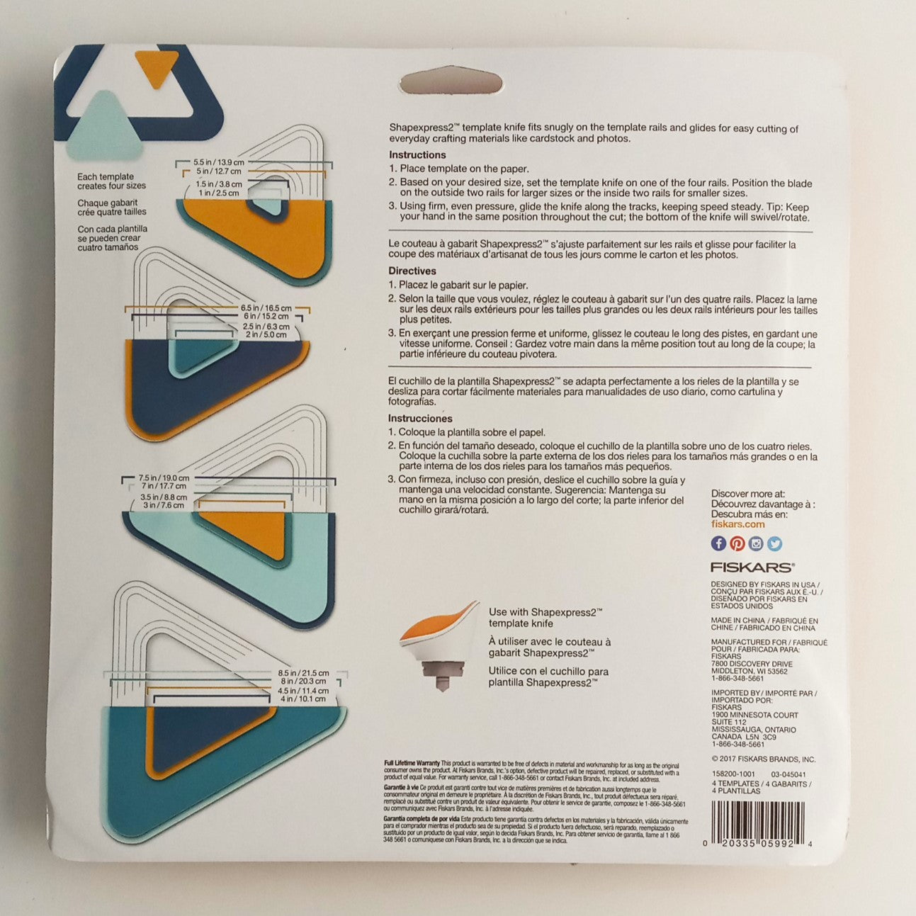 Fiskars 158200-1001 Shapexpress2 Template Set-Triangle