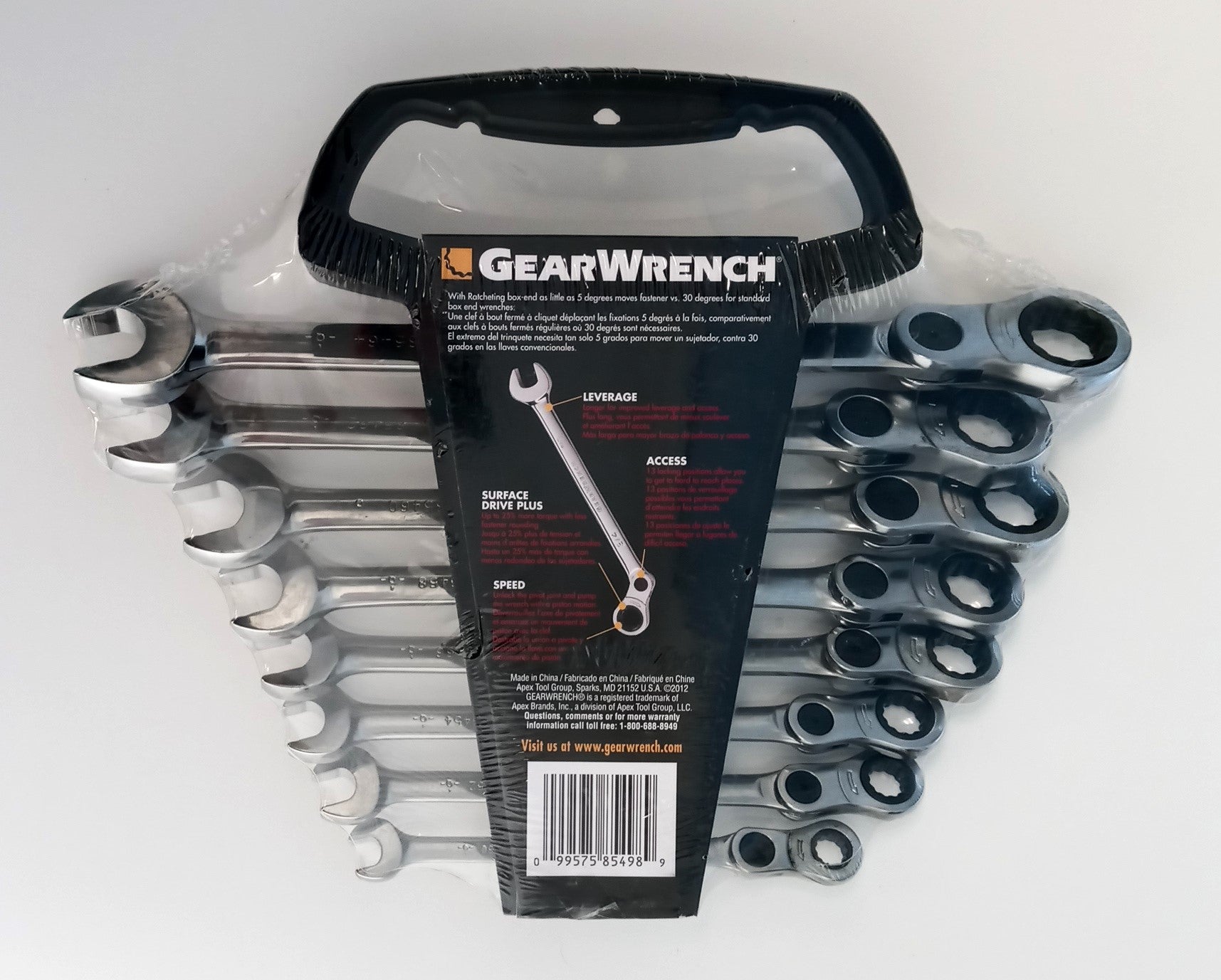 GearWrench 8pc 12Pt Indexing Combination Wrench Set Polished Chrome 85498
