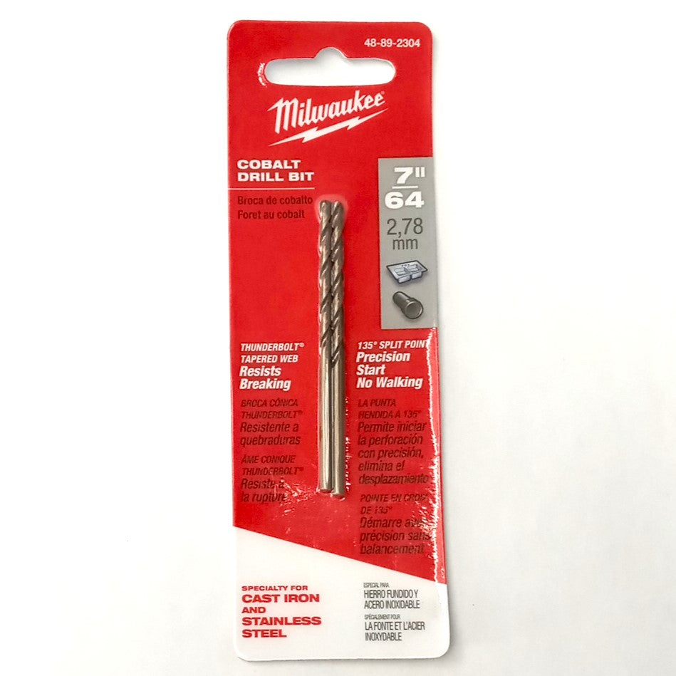 Milwaukee 7/64" Cobalt Drill Bits 2pc 48-89-2304 #HW