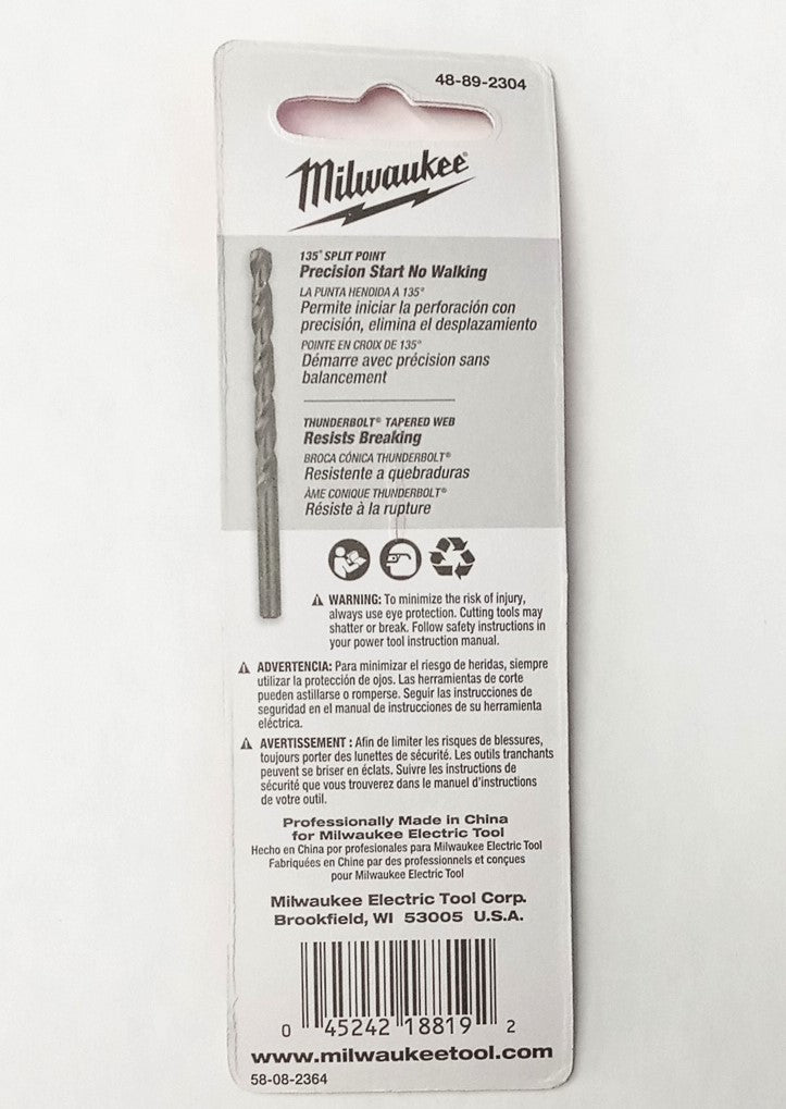 Milwaukee 7/64" Cobalt Drill Bits 2pc 48-89-2304 #HW