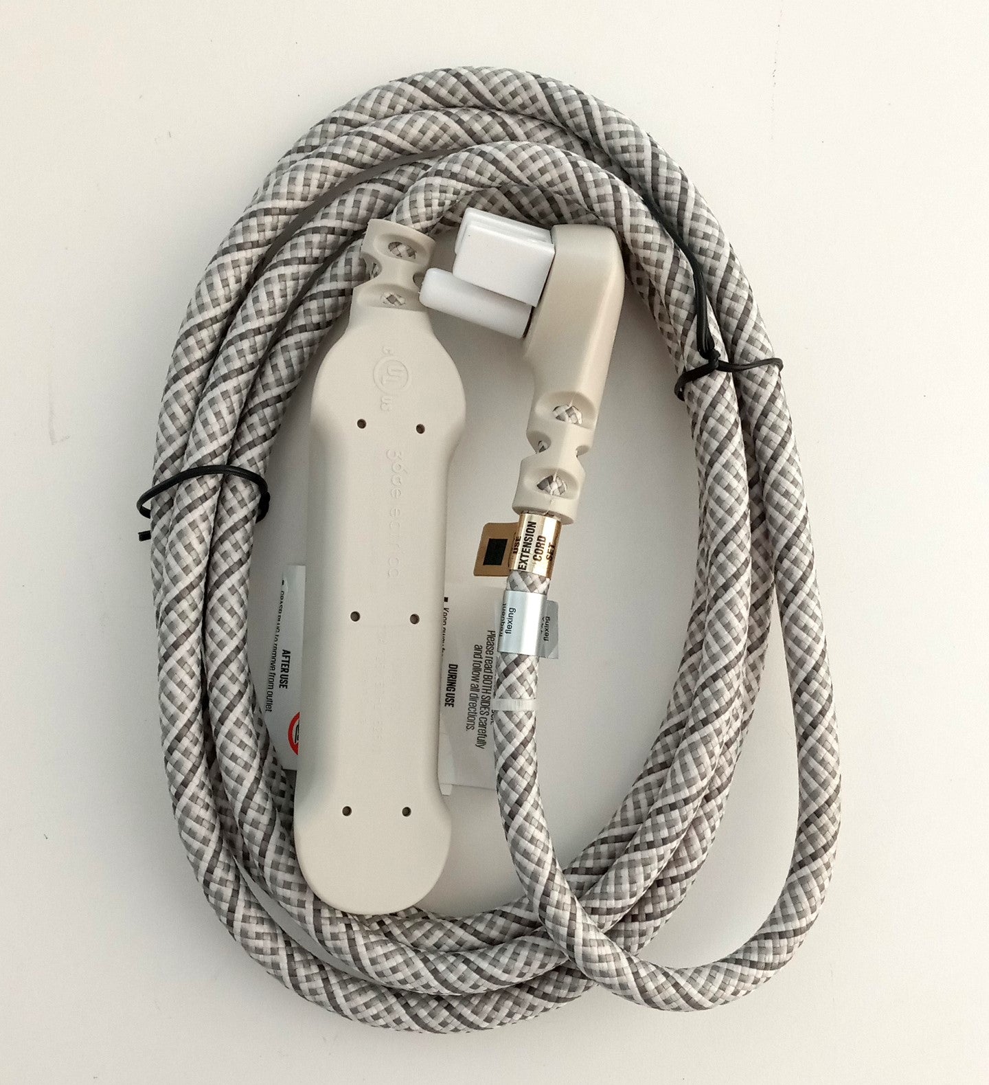 Braided Extension Cord Gray 3 Grounded Outlets 360 Electrical 8ft Habitat