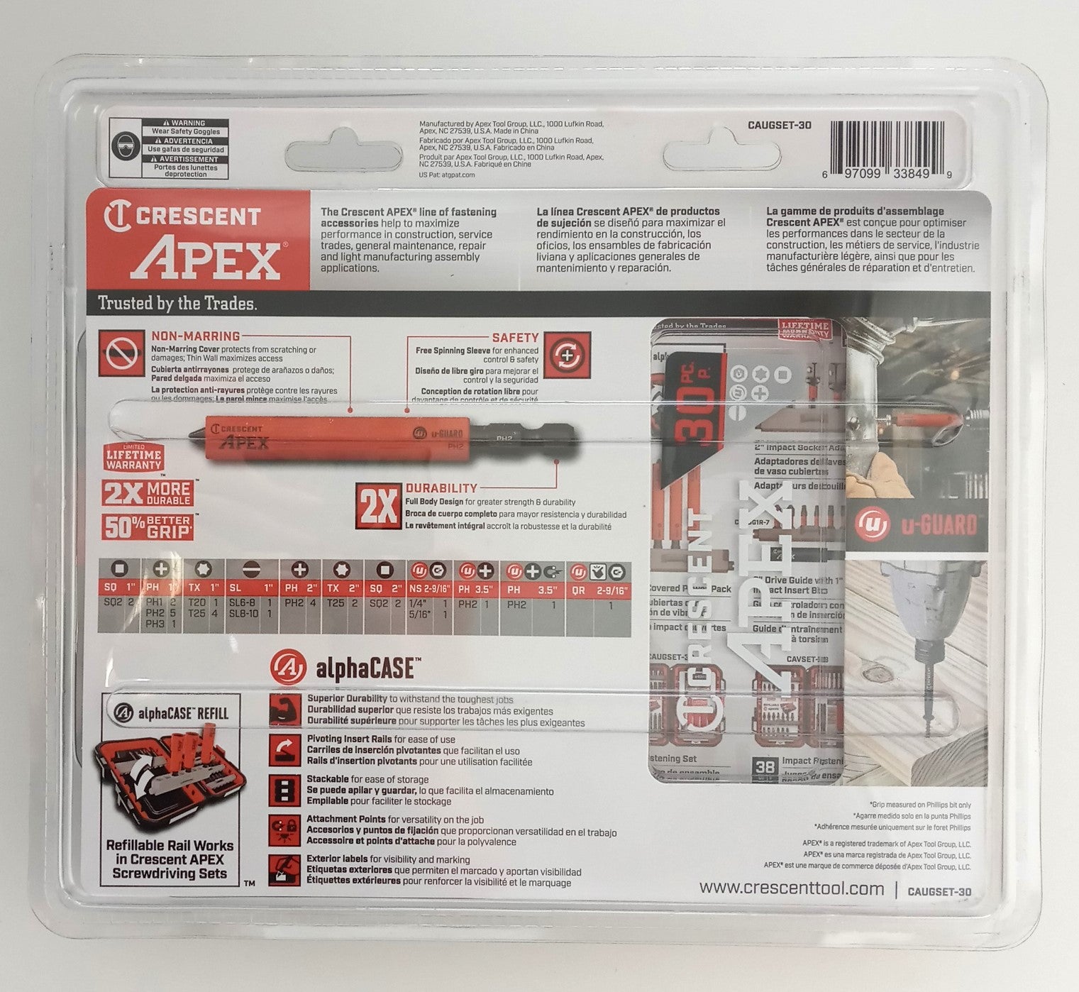Crescent Apex Multi-Tool Industrial 30PC u-GUARD Fastening Set & Case CAUGSET-30