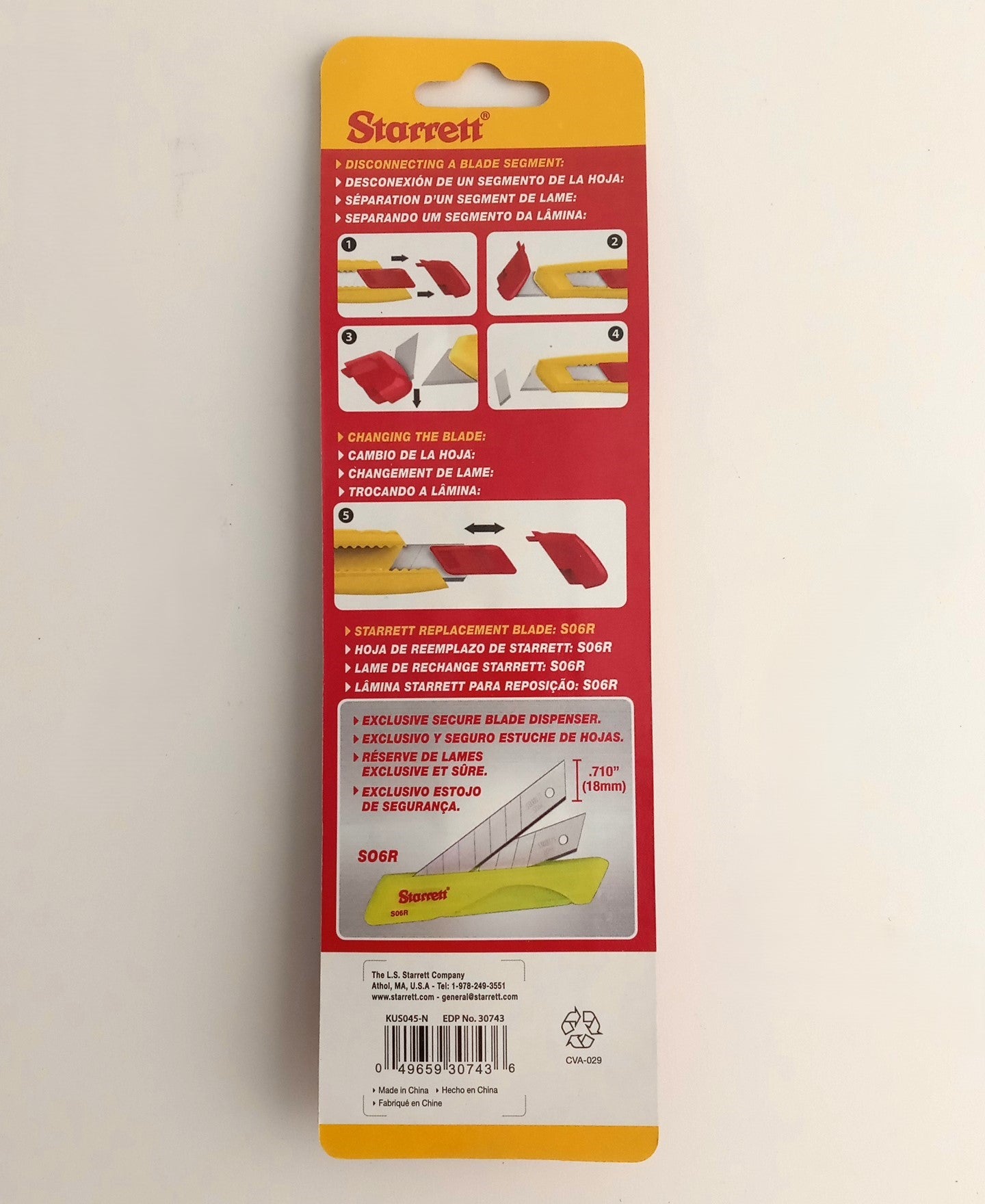 Starrett Utility Knife Large Retractable Breakaway Blades 2pcs KUS045-N