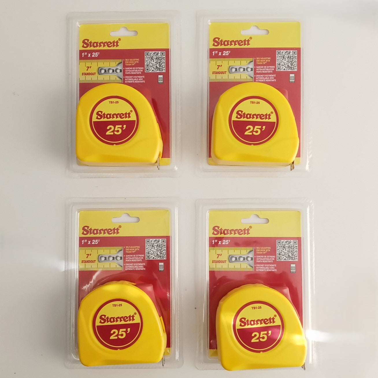 Starrett 25' x 1" SAE Measuring Tapes Grad. 1/16 4pcs. TS1-25