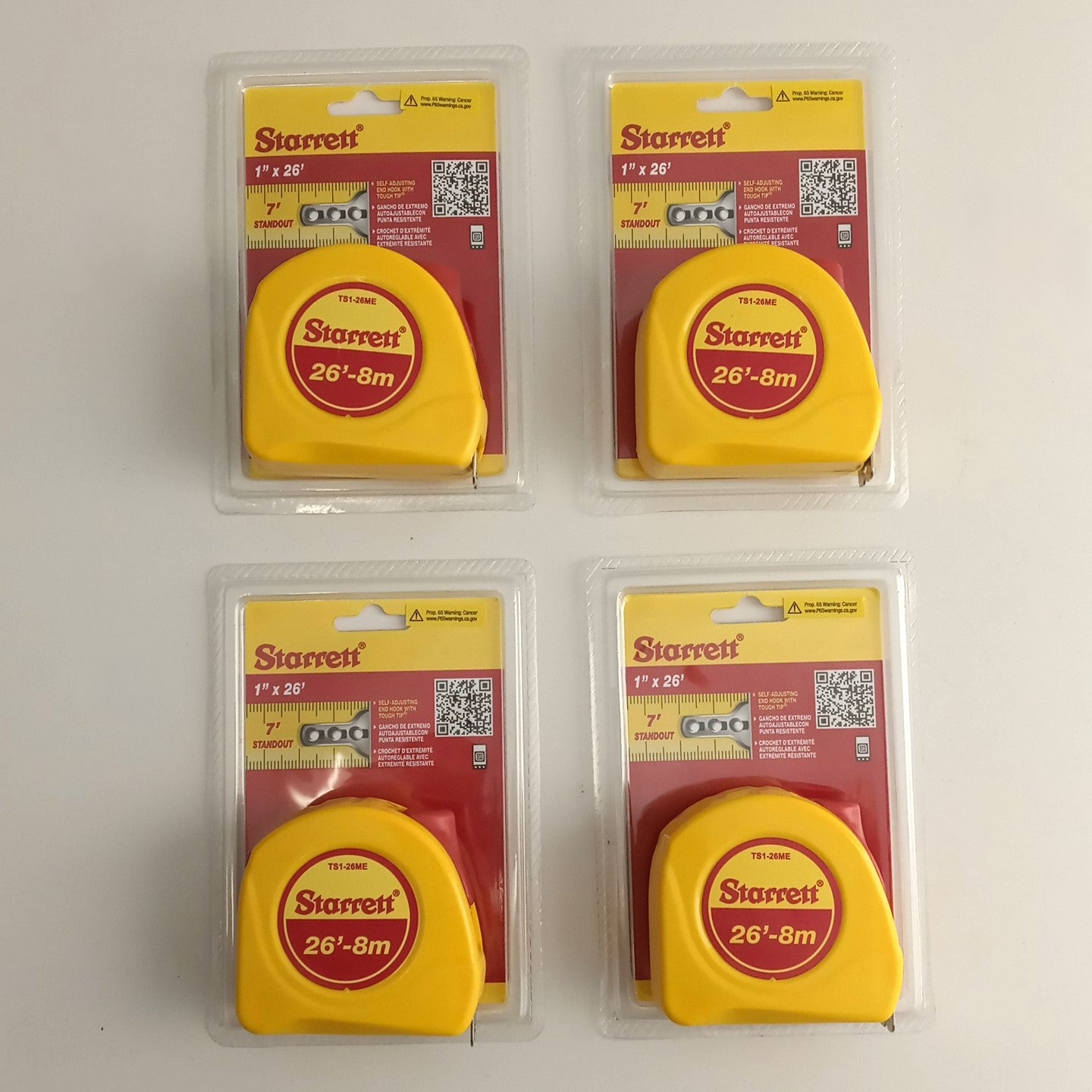 Starrett 26' x 1" SAE 8m Measuring Tapes Grad. 1/16 4pcs. TS1-26ME