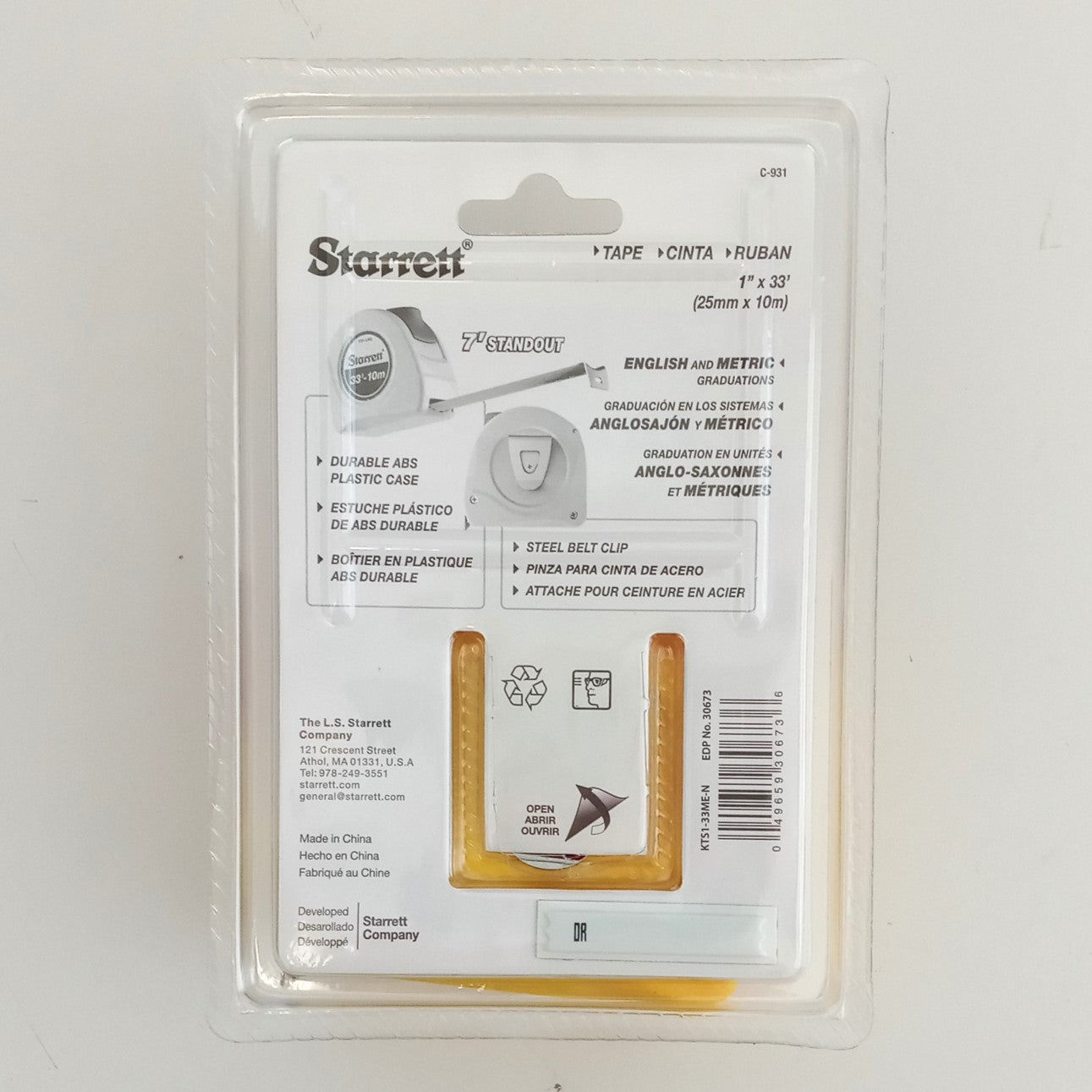 Starrett 33' x 1" SAE 10m Measuring Tapes Grad. 1/16 4pcs. TS1-33ME