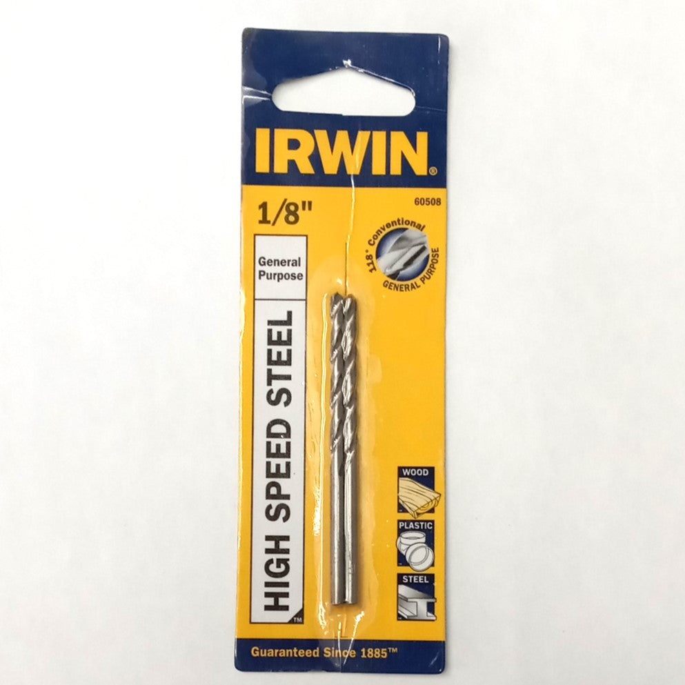 IRWIN 1/8" General Purpose High Speed Steel Straight Shank Drill Bit 60508