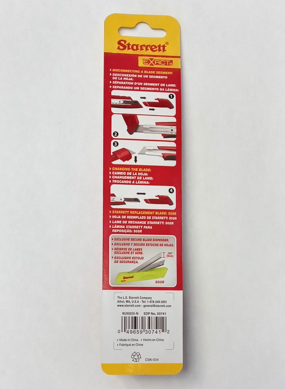 Starrett Small Plastic Locking Utility Knife Break Away Blade 2pc KUX035-N