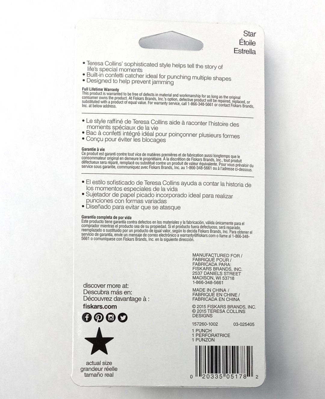 Fiskars 157260 Teresa Collins 1/2" Star Punch