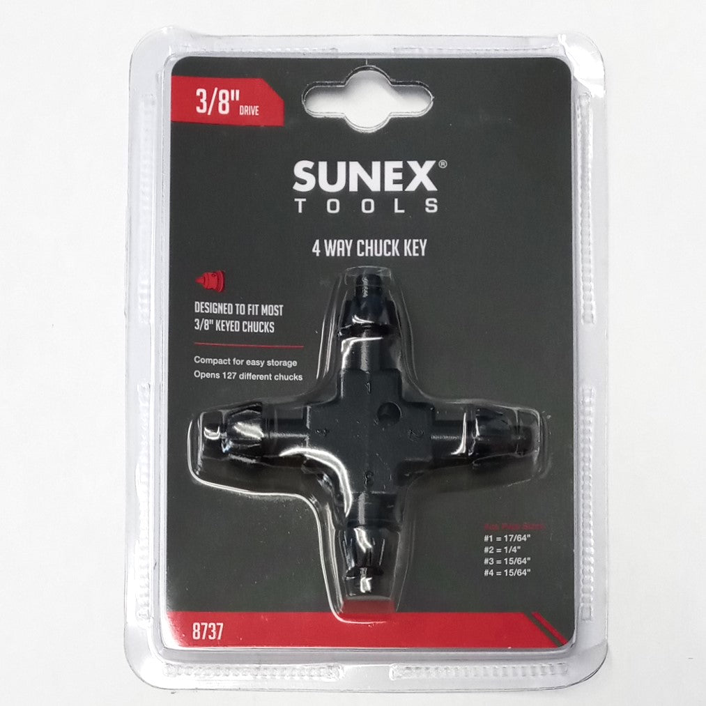 SUNEX TOOLS 3/8” Dr. 4-Way Chuck Key 8737