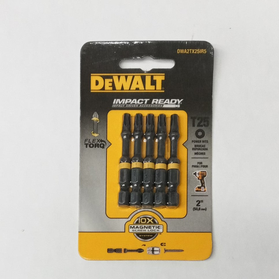 DeWalt Flex Torq T25 Impact Ready Screw Bit 2" Long 5-pack DWA2TX25IR5