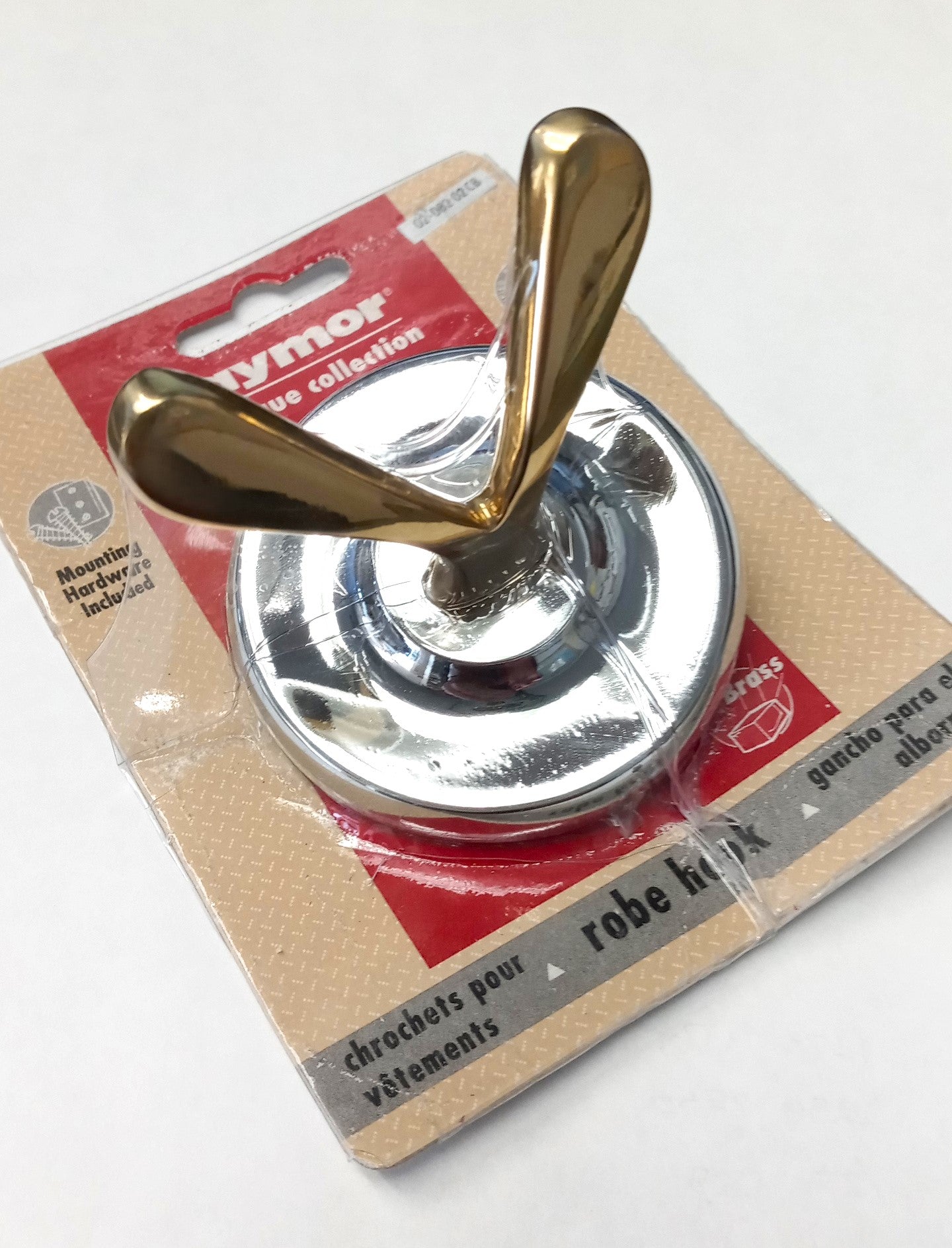 Taymor 02-D8202CB Classique Series Double Robe Hook Polished Chrome & Brass