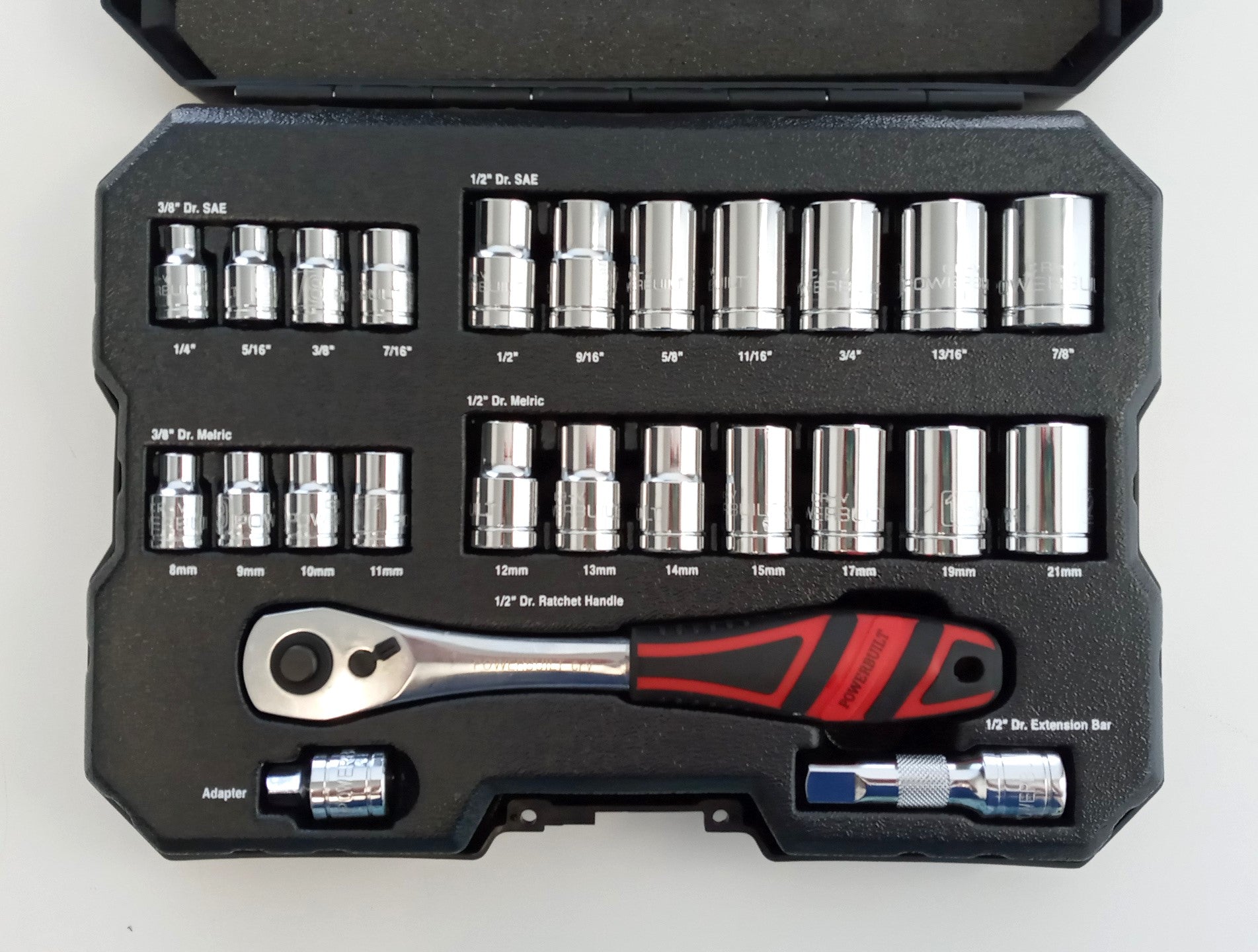 Powerbuilt 25pc Socket Set SAE & Metric 941108M