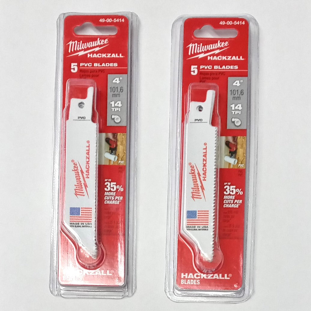 Milwaukee M12 Hackzall 4" PVC Blades 14TPI USA Made 2-5pks 49-00-5414