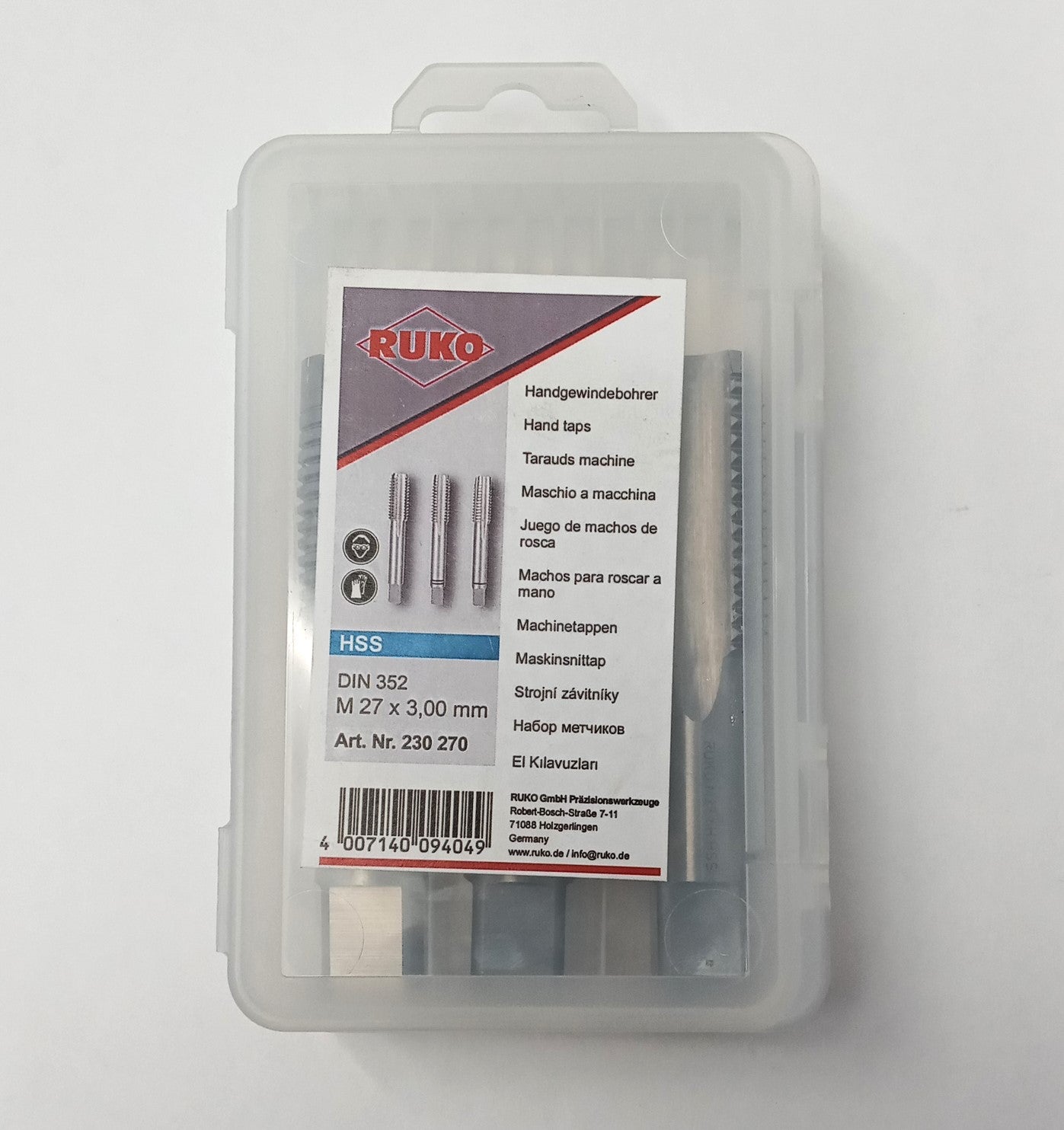 Ruko Hand Taps m27 x 3,00mm Germany 230270