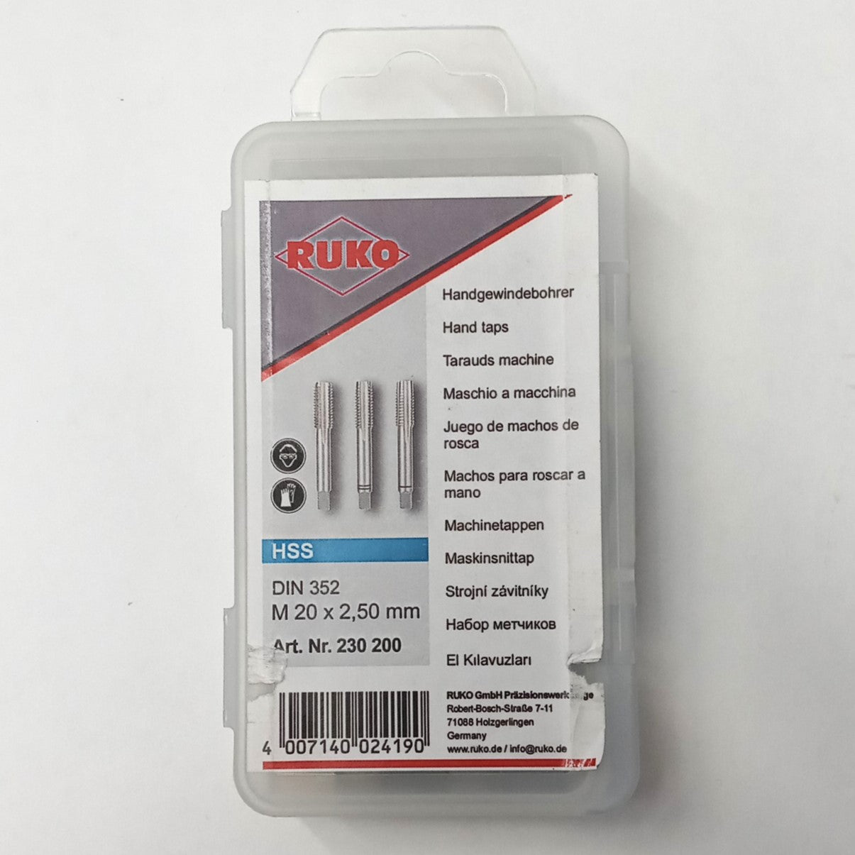 Ruko Hand Taps m20 x 2,50mm Germany 3pcs. 230200