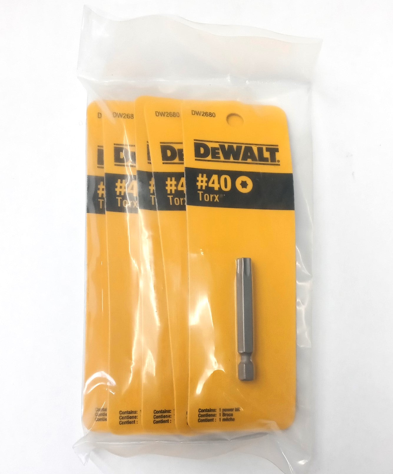 Dewalt T40 Torx Bits 2" Long 5pcs DW2680
