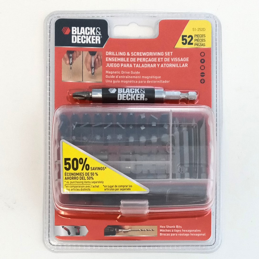 Black & Decker 51-252D 52 Piece Drilling & Screwdriving Set Magnetic Drive Guide