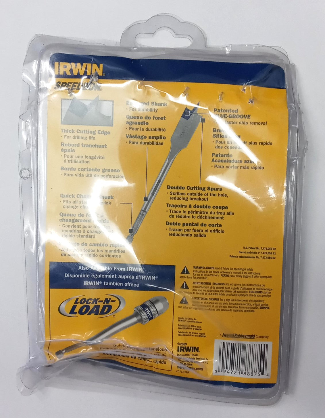 IRWIN 88885 Spade Bit Set 5-Piece Blue-Groove - 1/4" Quick Change Shank
