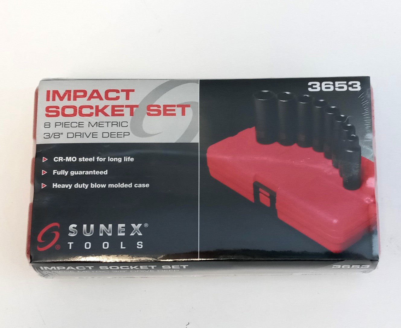 Sunex 3653 8 Piece 3/8" Drive 6 Point Metric Deep Impact Socket Set