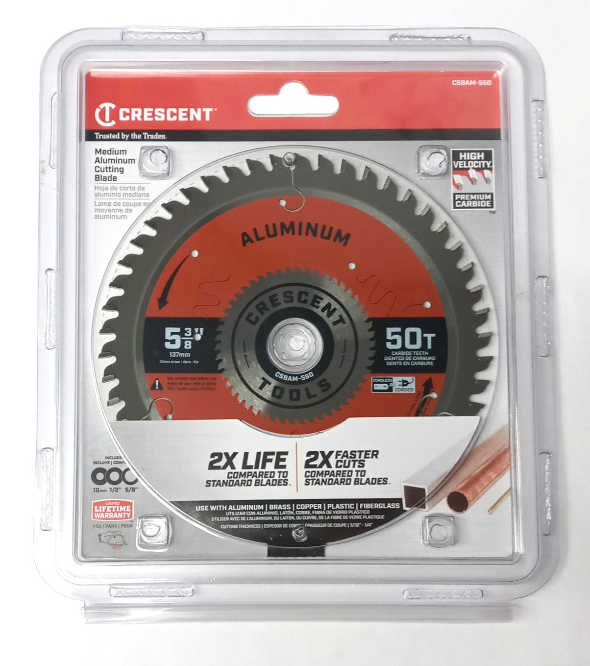 Crescent Carbide Circular Saw Blade 5-3/8" x 50T Aluminum Cutting CSBAM-550